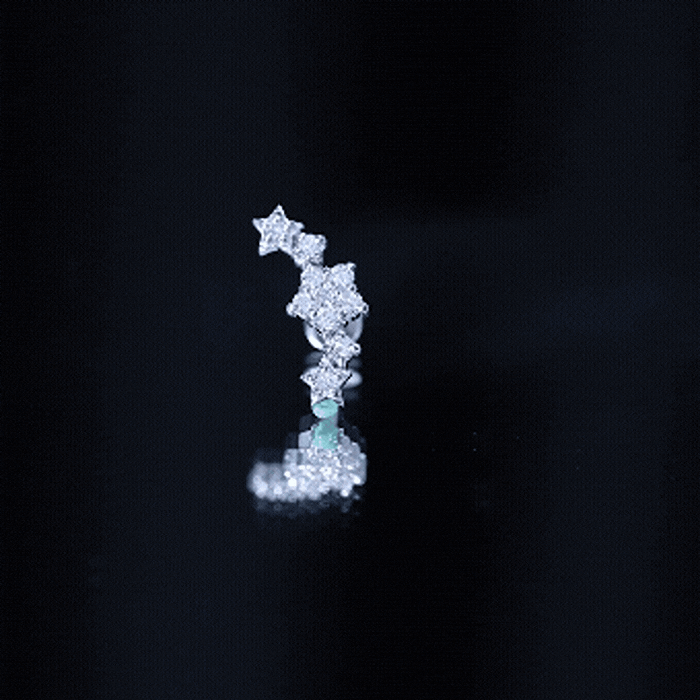 Brilliant Cut Diamond Star Ear Crawler Earring Natural - ( HI-SI ) - Rosec Jewels