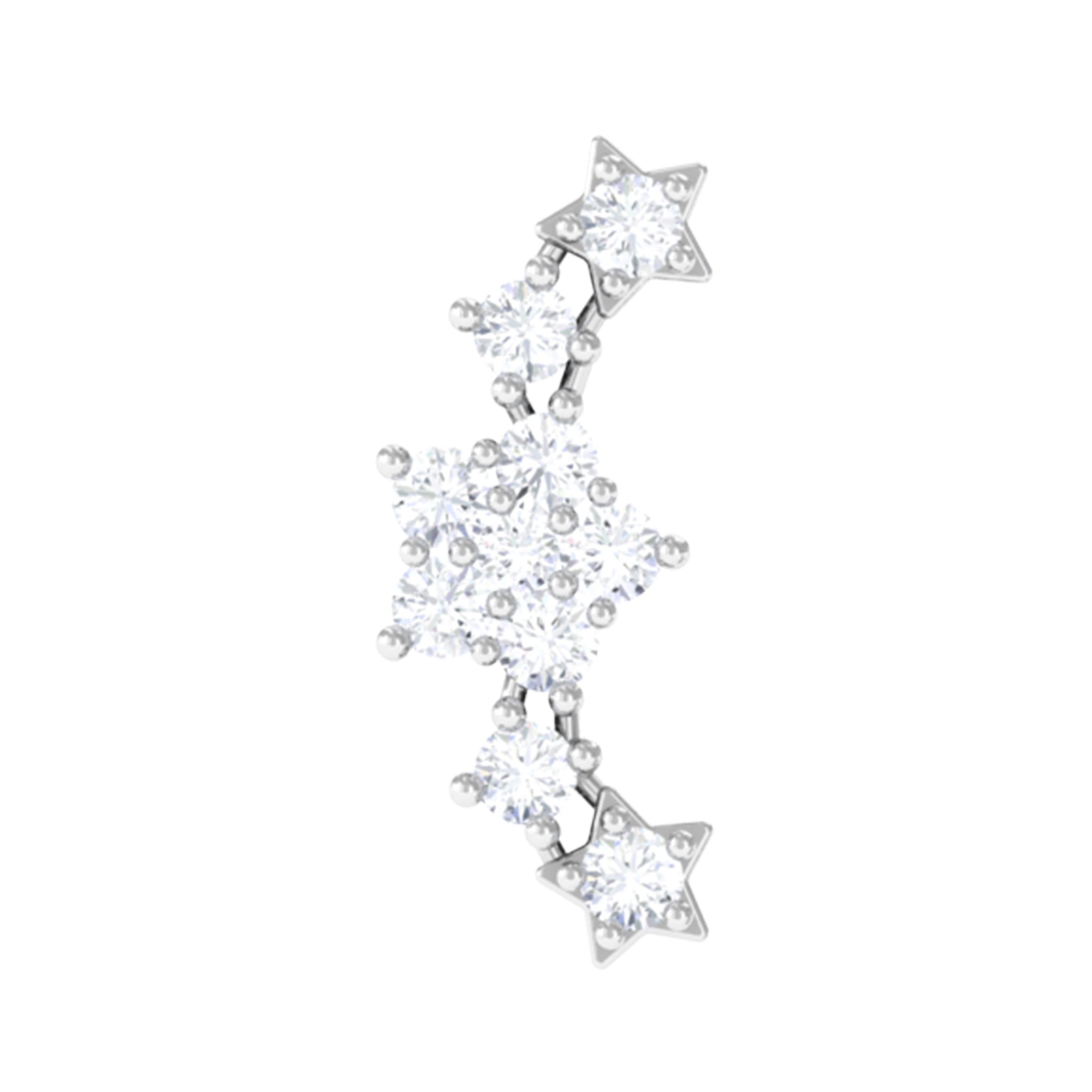 Brilliant Cut Diamond Star Ear Crawler Earring Natural - ( HI-SI ) - Rosec Jewels