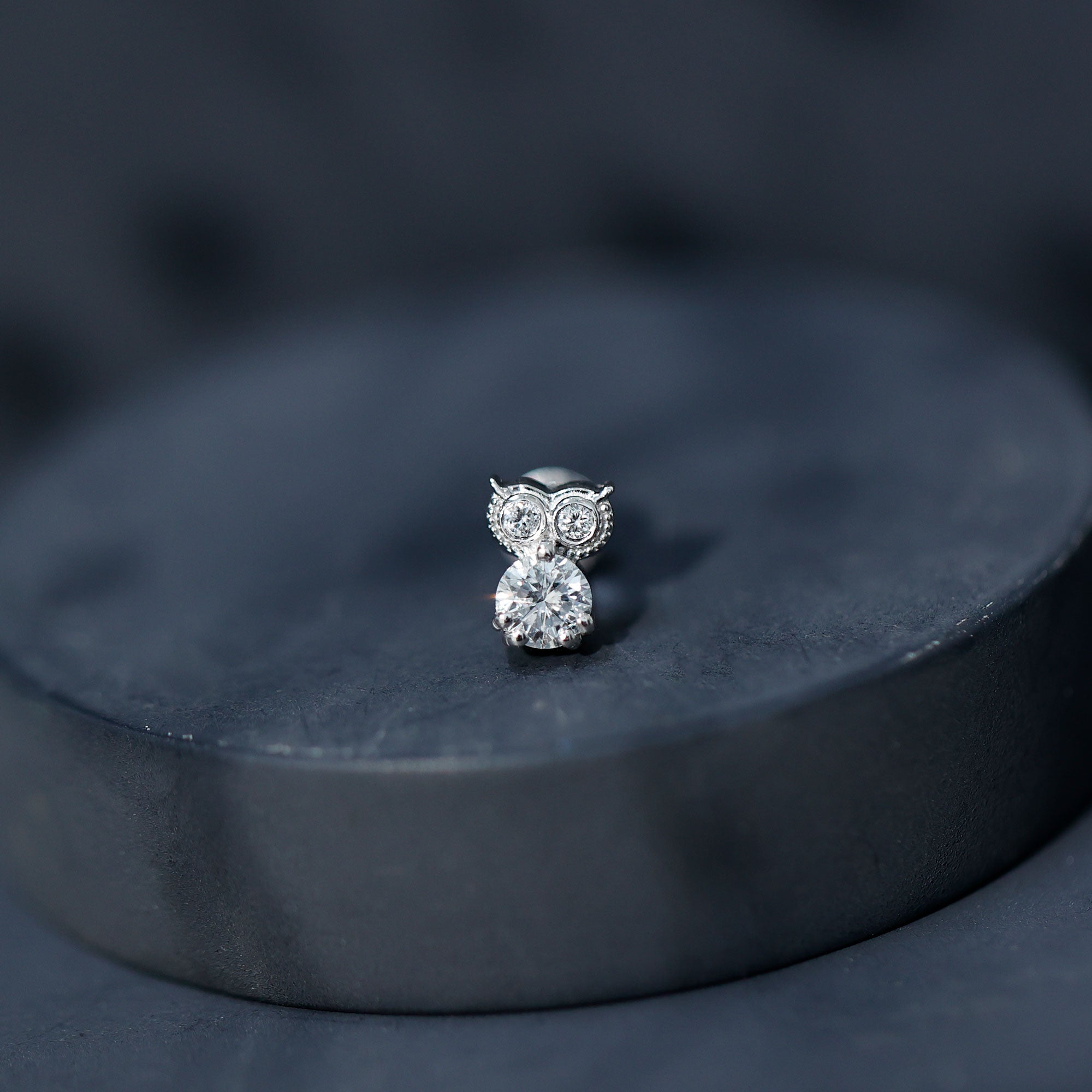 Diamond Owl Earring for Cartilage Piercing Natural - ( HI-SI ) - Rosec Jewels