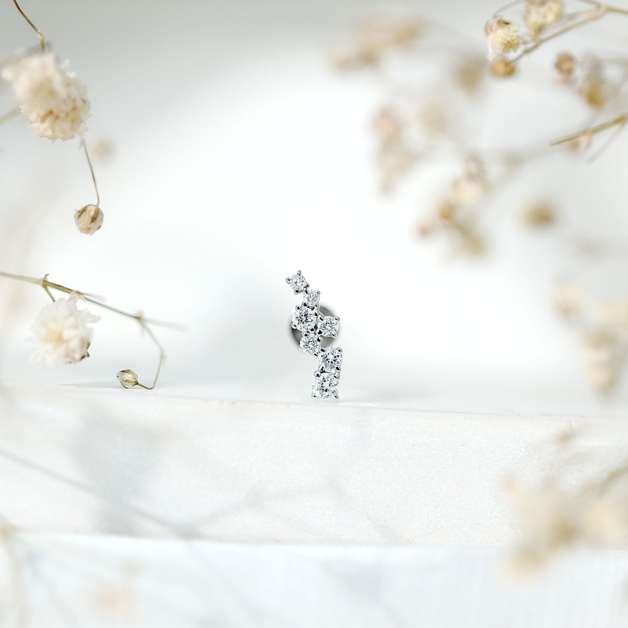 Simple Diamond Helix Piercing Earring with Flat Back Natural - ( HI-SI ) - Rosec Jewels