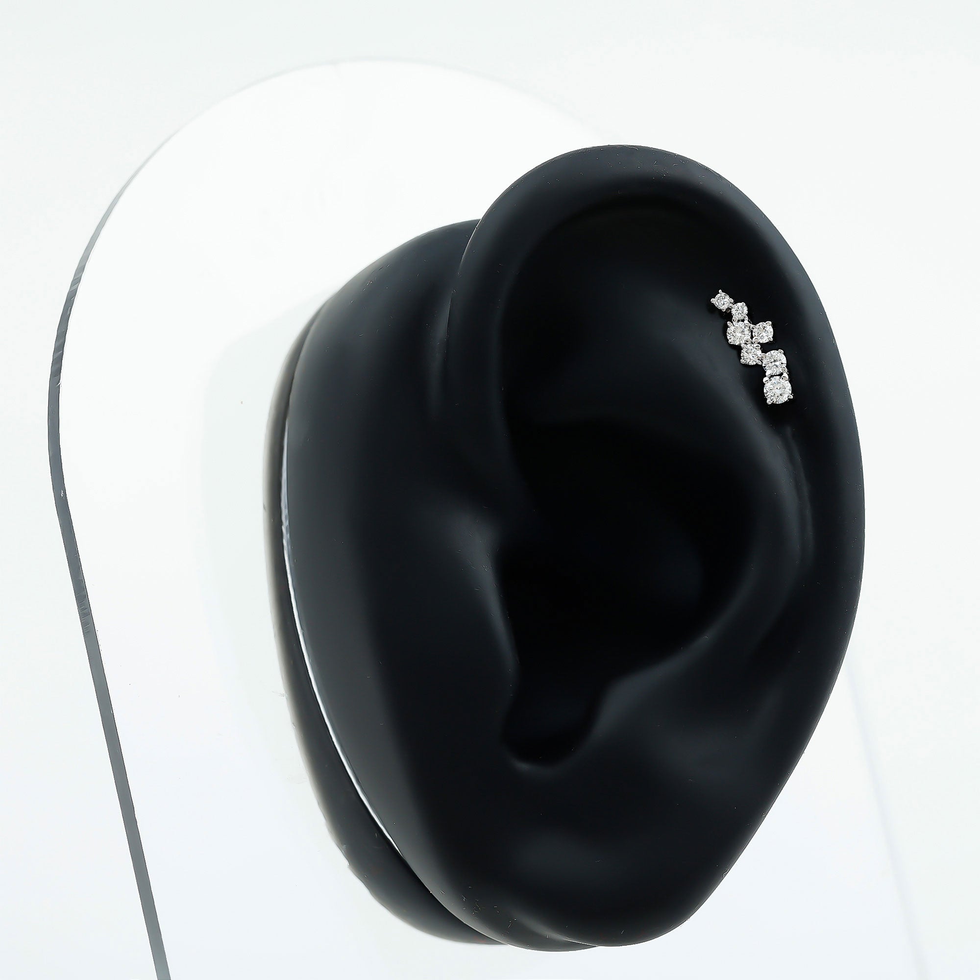 Simple Diamond Helix Piercing Earring with Flat Back Natural - ( HI-SI ) - Rosec Jewels