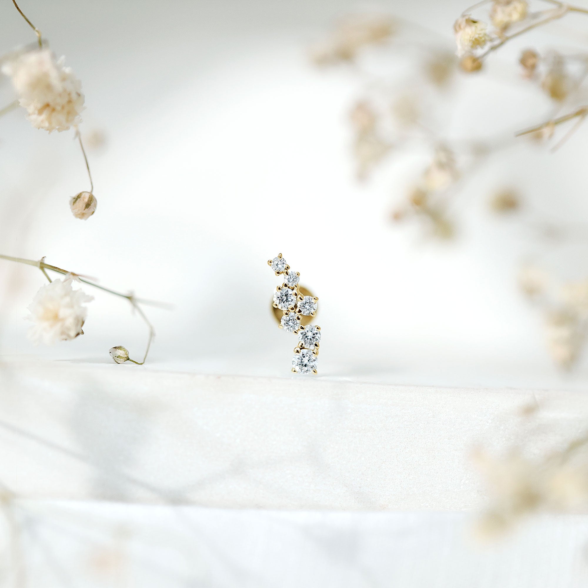Simple Diamond Helix Piercing Earring with Flat Back Natural - ( HI-SI ) - Rosec Jewels