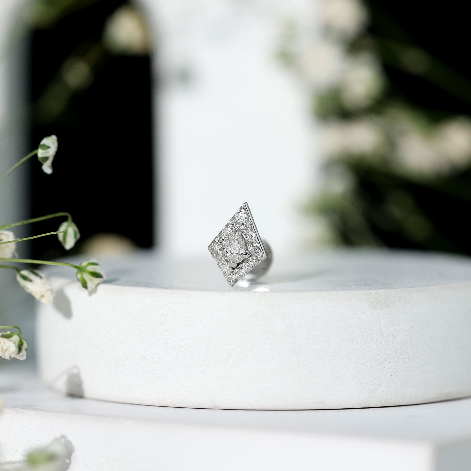 Modern Kite Shape Diamond Helix Earring Natural - ( HI-SI ) - Rosec Jewels