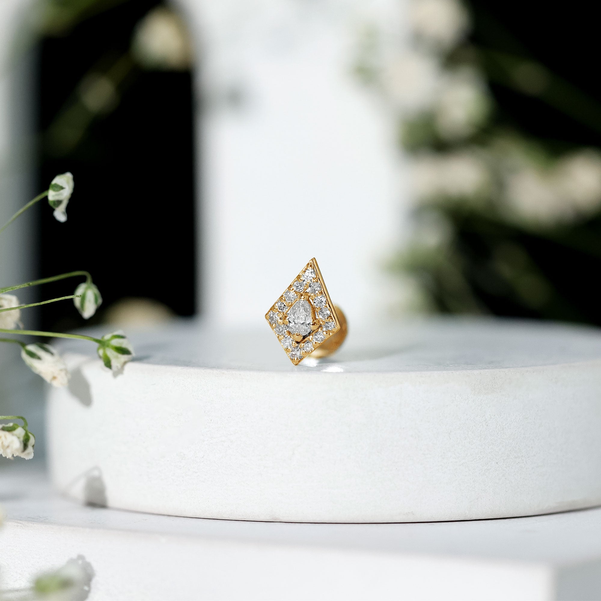 Modern Kite Shape Diamond Helix Earring Natural - ( HI-SI ) - Rosec Jewels