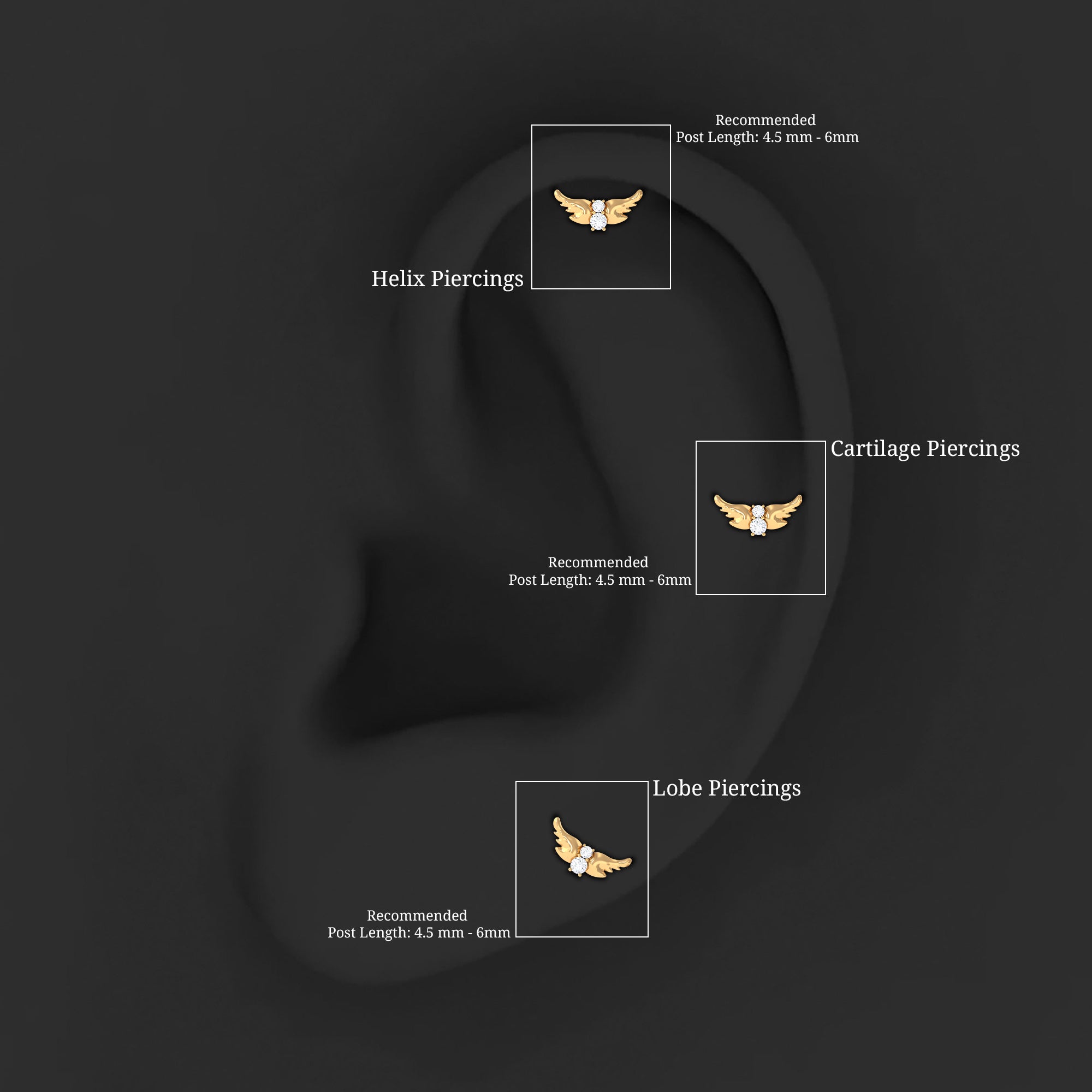 Animal Inspired Diamond Bird Earring for Helix Piercing Natural - ( HI-SI ) - Rosec Jewels
