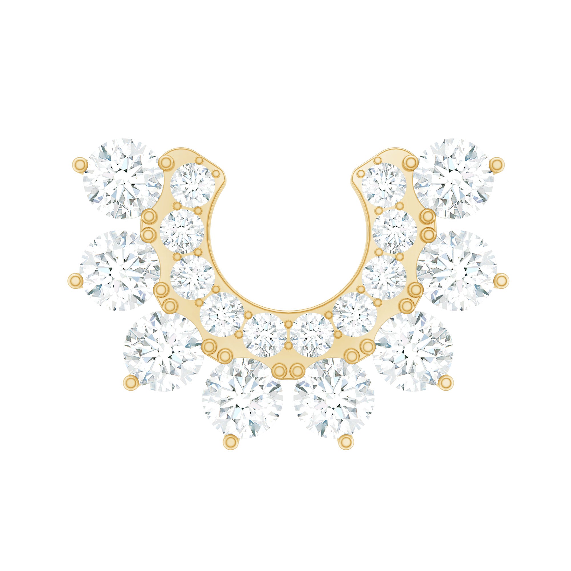 Real Diamond Horseshoe Earring for Helix Piercing Natural - ( HI-SI ) - Rosec Jewels