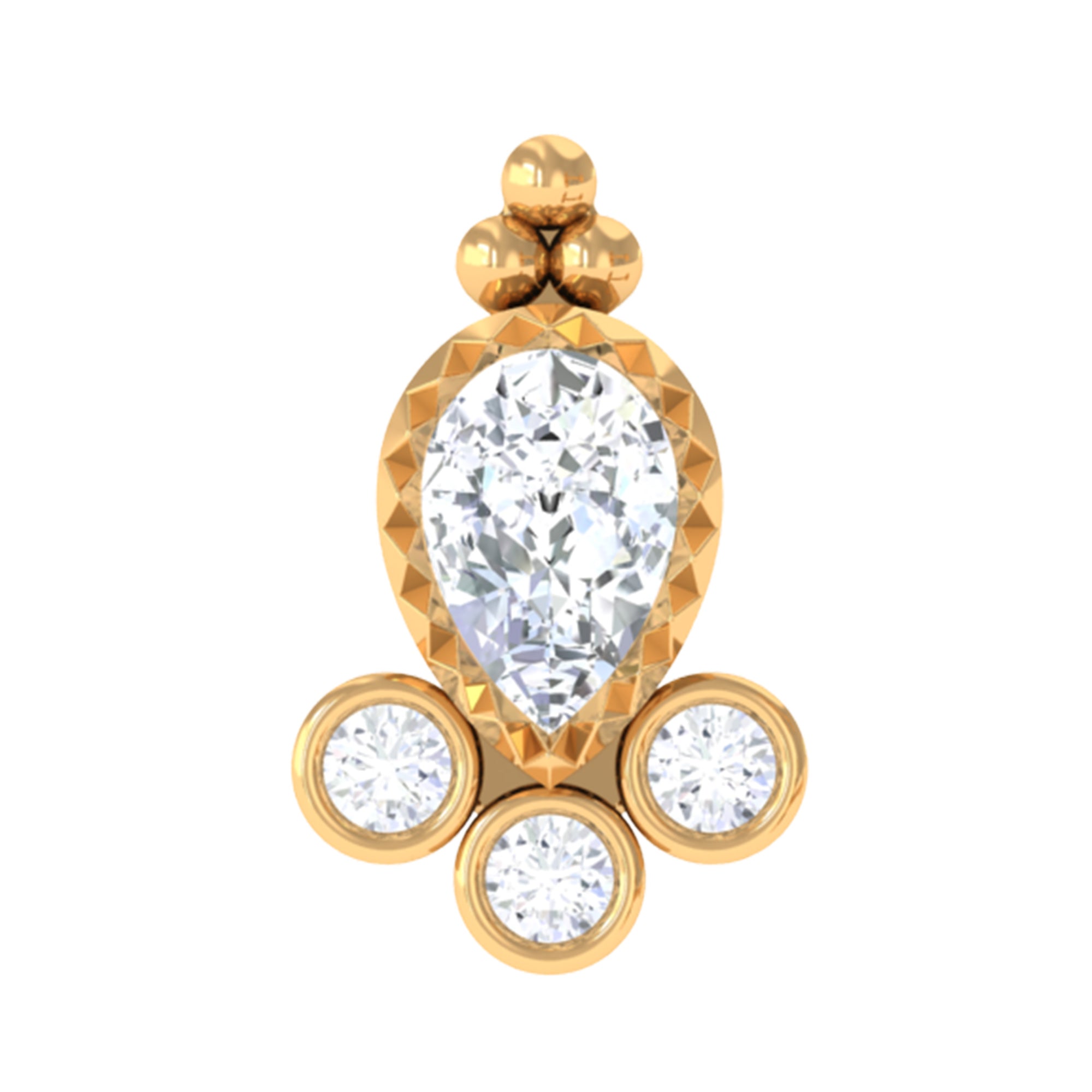 Minimal Diamond Tragus Earring in Beaded Bezel Setting Natural - ( HI-SI ) - Rosec Jewels