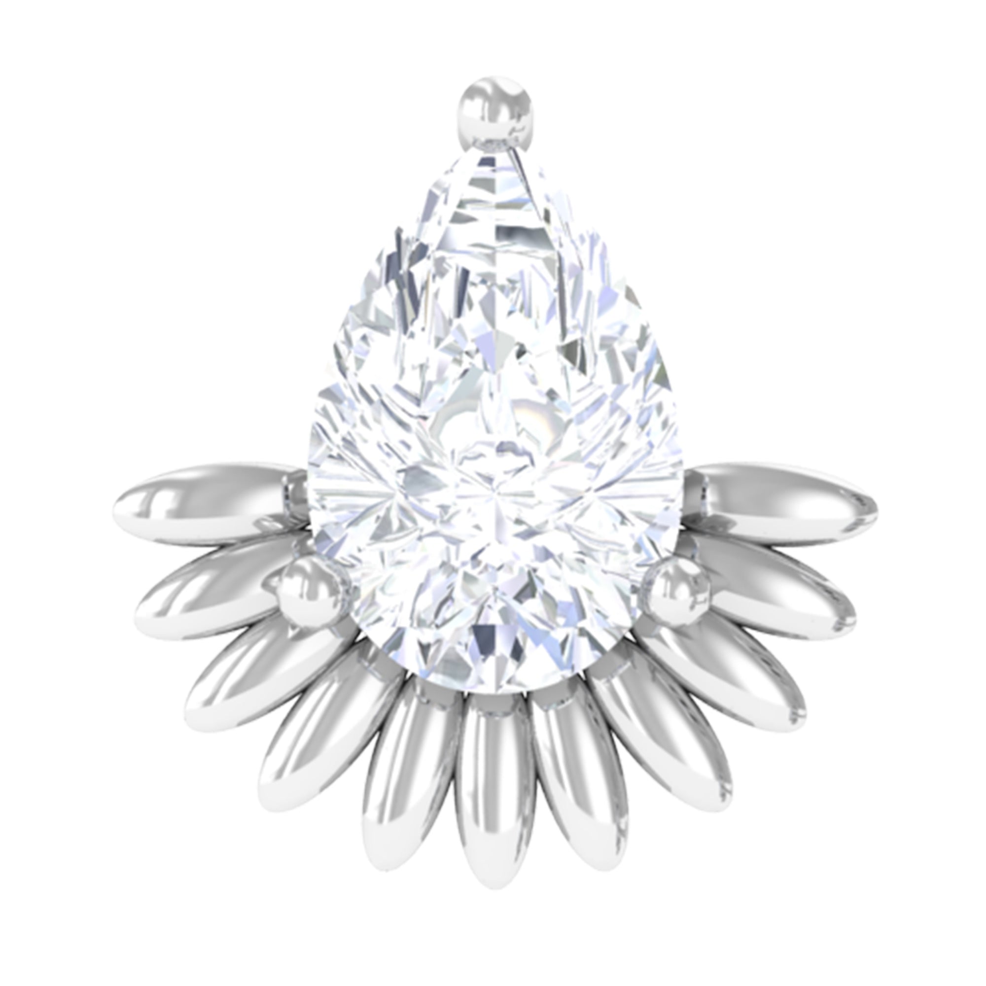 Pear Shape Diamond Solitaire Helix Earring Natural - ( HI-SI ) - Rosec Jewels