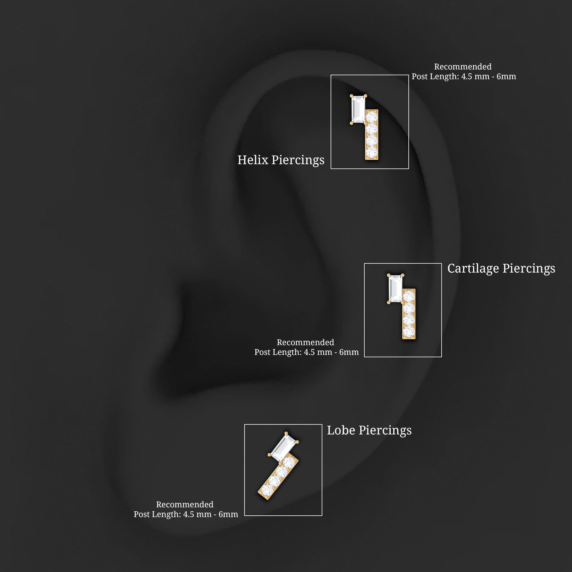 Minimalist Diamond Tragus Piercing Earring Natural - ( HI-SI ) - Rosec Jewels