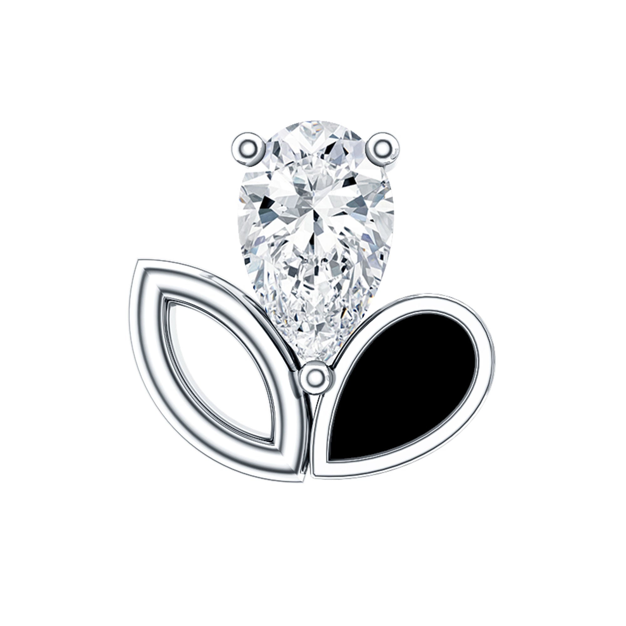Pear Shape Diamond Leaf Earring for Helix Piercing Natural - ( HI-SI ) - Rosec Jewels