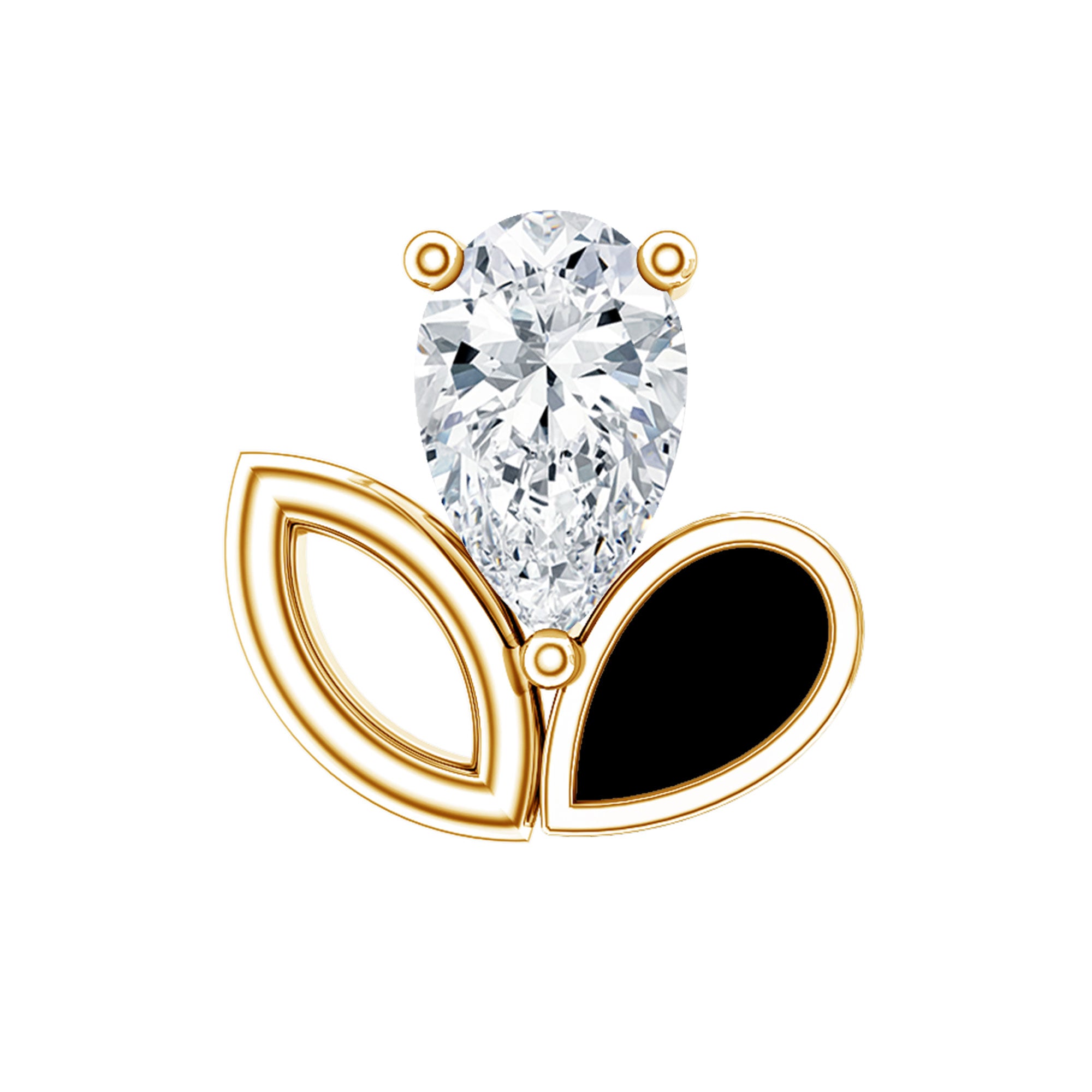 Pear Shape Diamond Leaf Earring for Helix Piercing Natural - ( HI-SI ) - Rosec Jewels