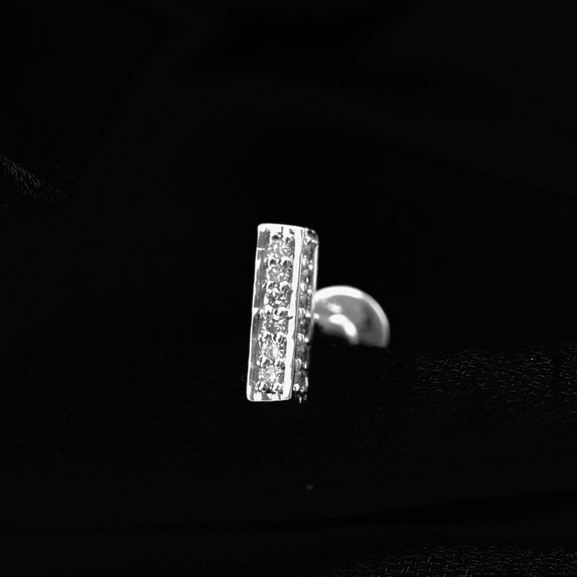 Diamond Bar Earring for Tragus Piercing Natural - ( HI-SI ) - Rosec Jewels