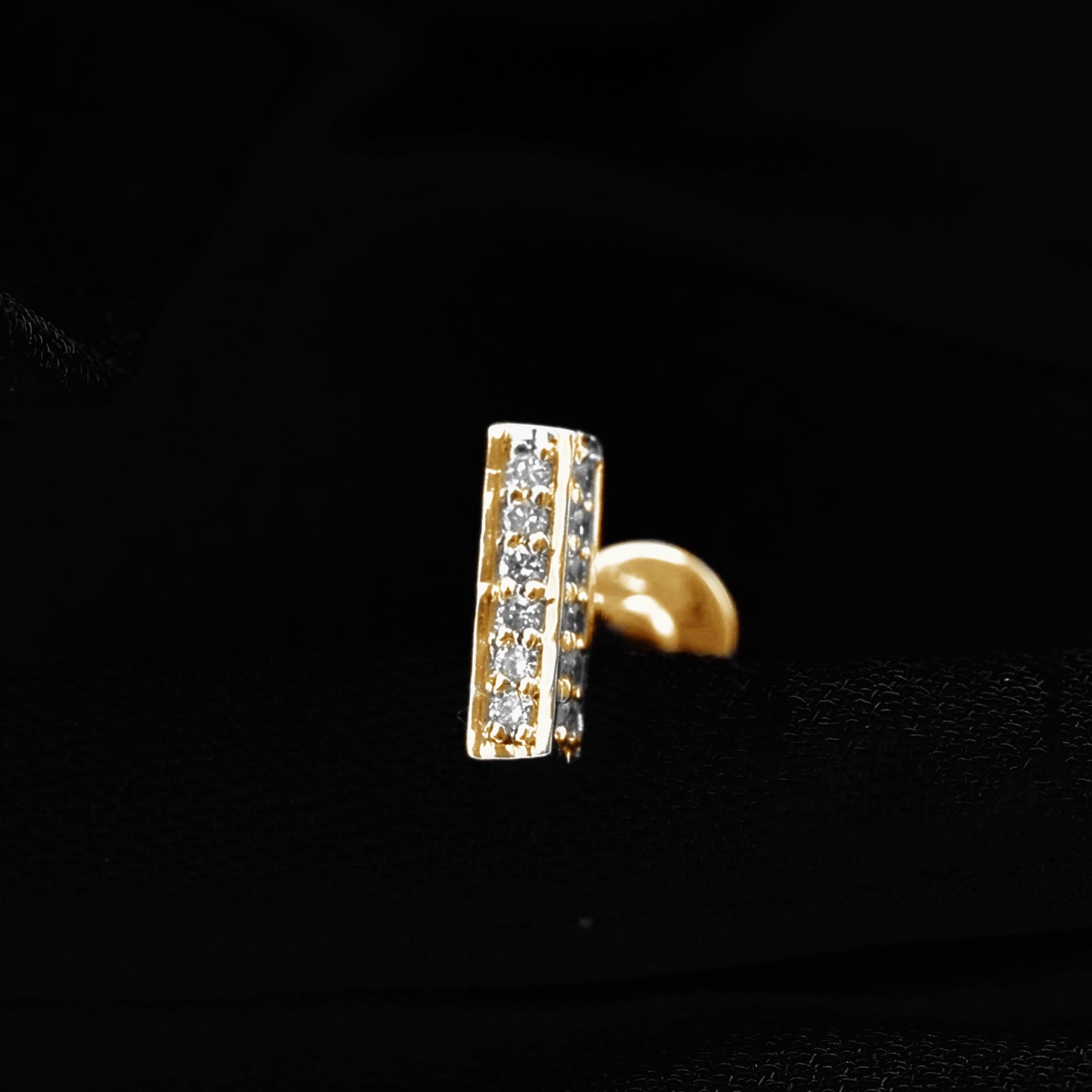 Diamond Bar Earring for Tragus Piercing Natural - ( HI-SI ) - Rosec Jewels