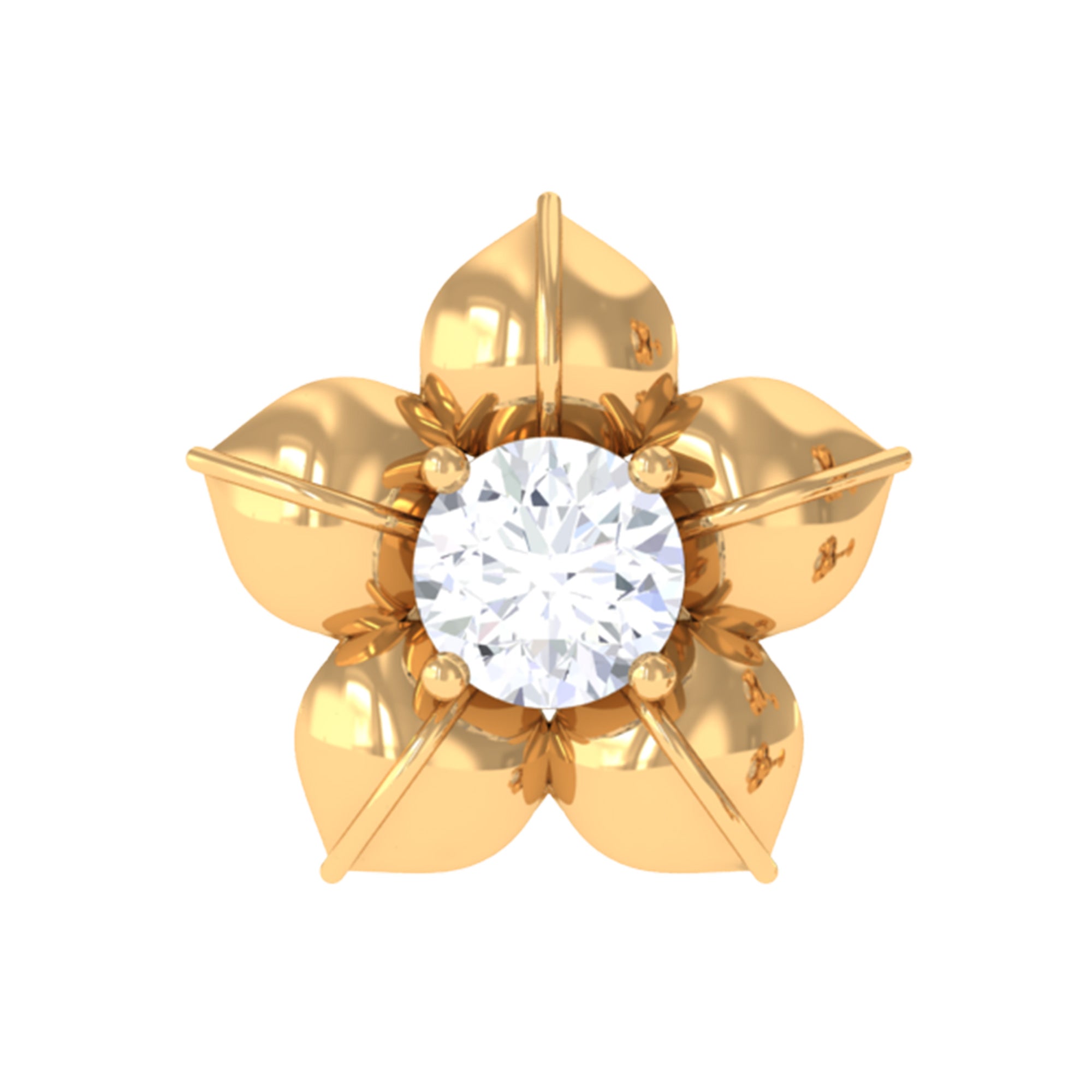 Minimal Diamond Flower Earring for Helix Piercing Natural - ( HI-SI ) - Rosec Jewels