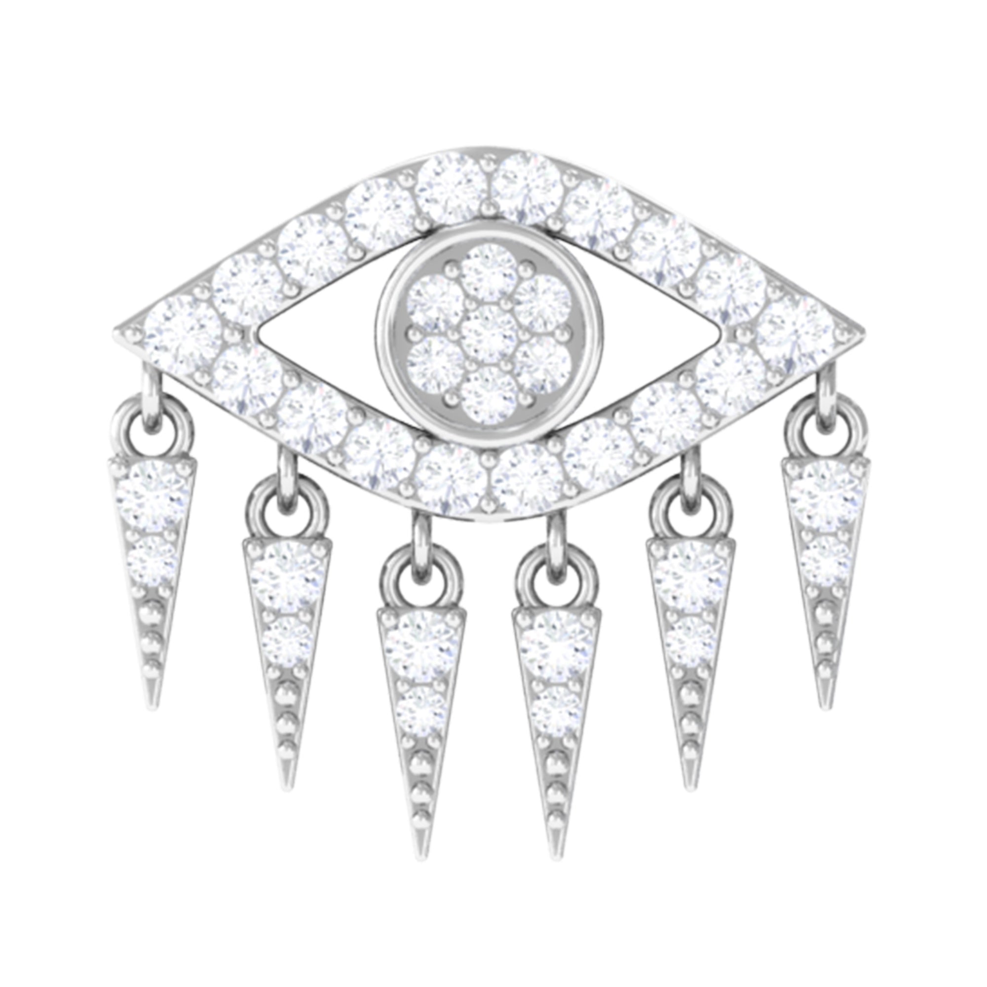 Diamond Evil Eye Earring for Upper Lobe Piercing Natural - ( HI-SI ) - Rosec Jewels