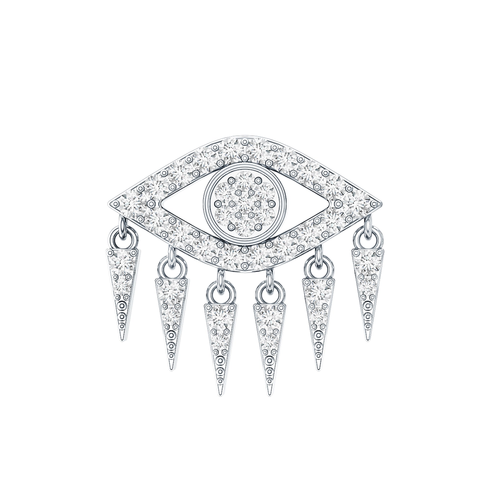 Diamond Evil Eye Earring for Upper Lobe Piercing Natural - ( HI-SI ) - Rosec Jewels