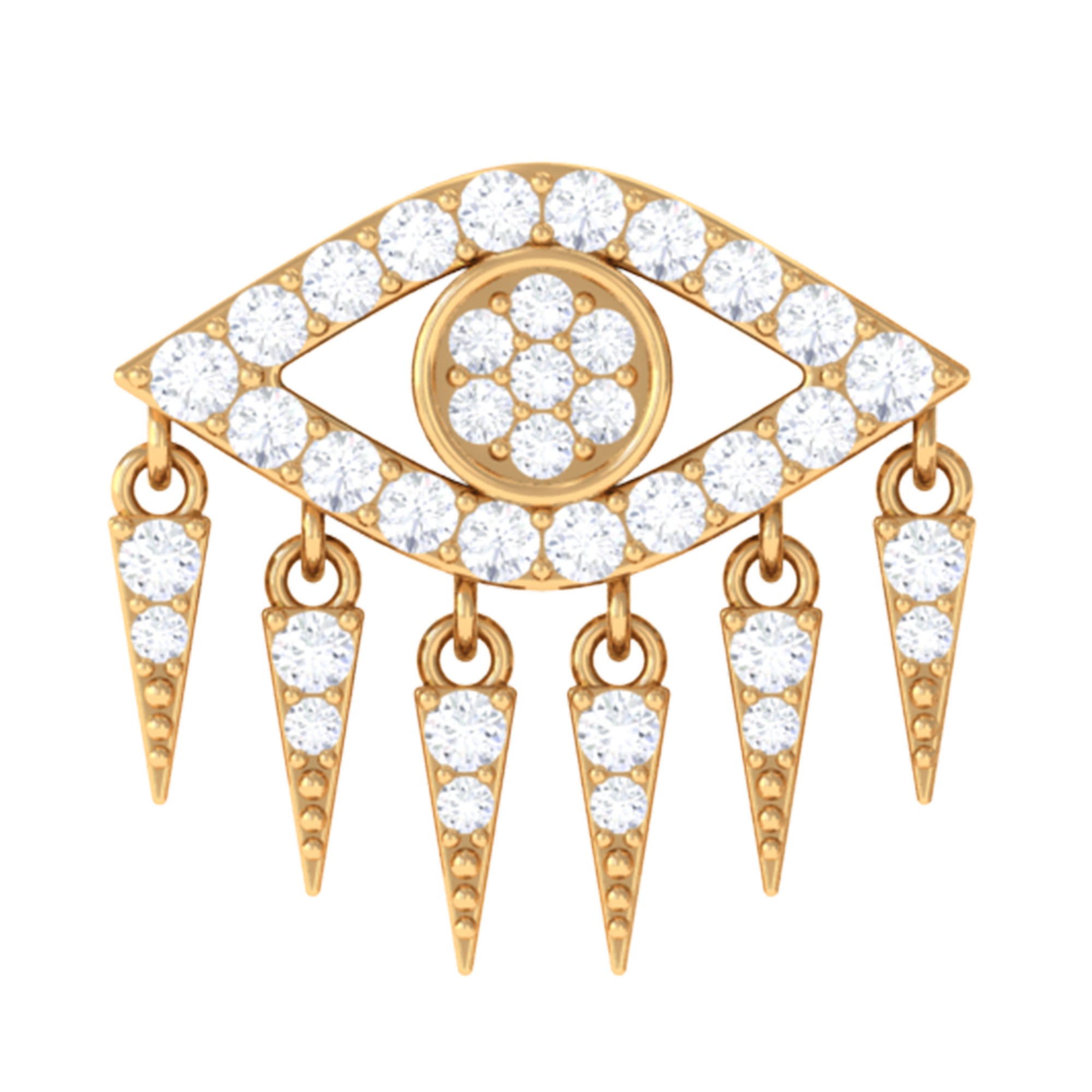 Diamond Evil Eye Earring for Upper Lobe Piercing Natural - ( HI-SI ) - Rosec Jewels