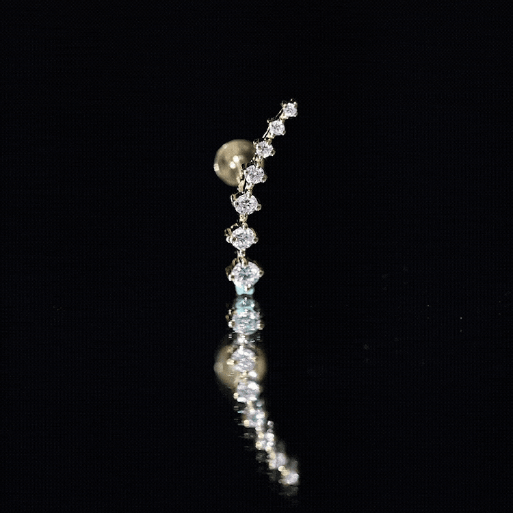 Brilliant Cut Diamond Ear Climber Earring for Helix Piercing Natural - ( HI-SI ) - Rosec Jewels