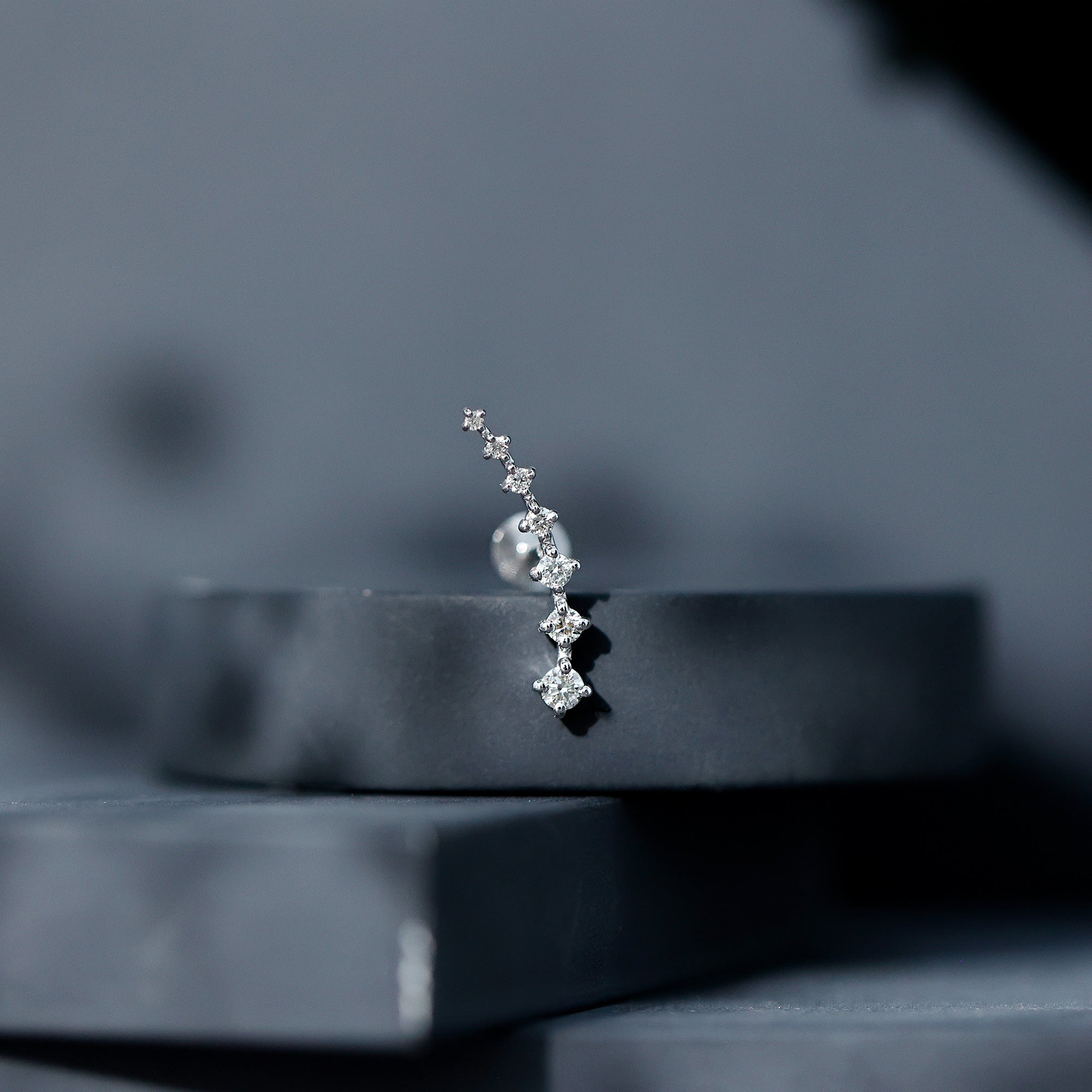 Brilliant Cut Diamond Ear Climber Earring for Helix Piercing Natural - ( HI-SI ) - Rosec Jewels
