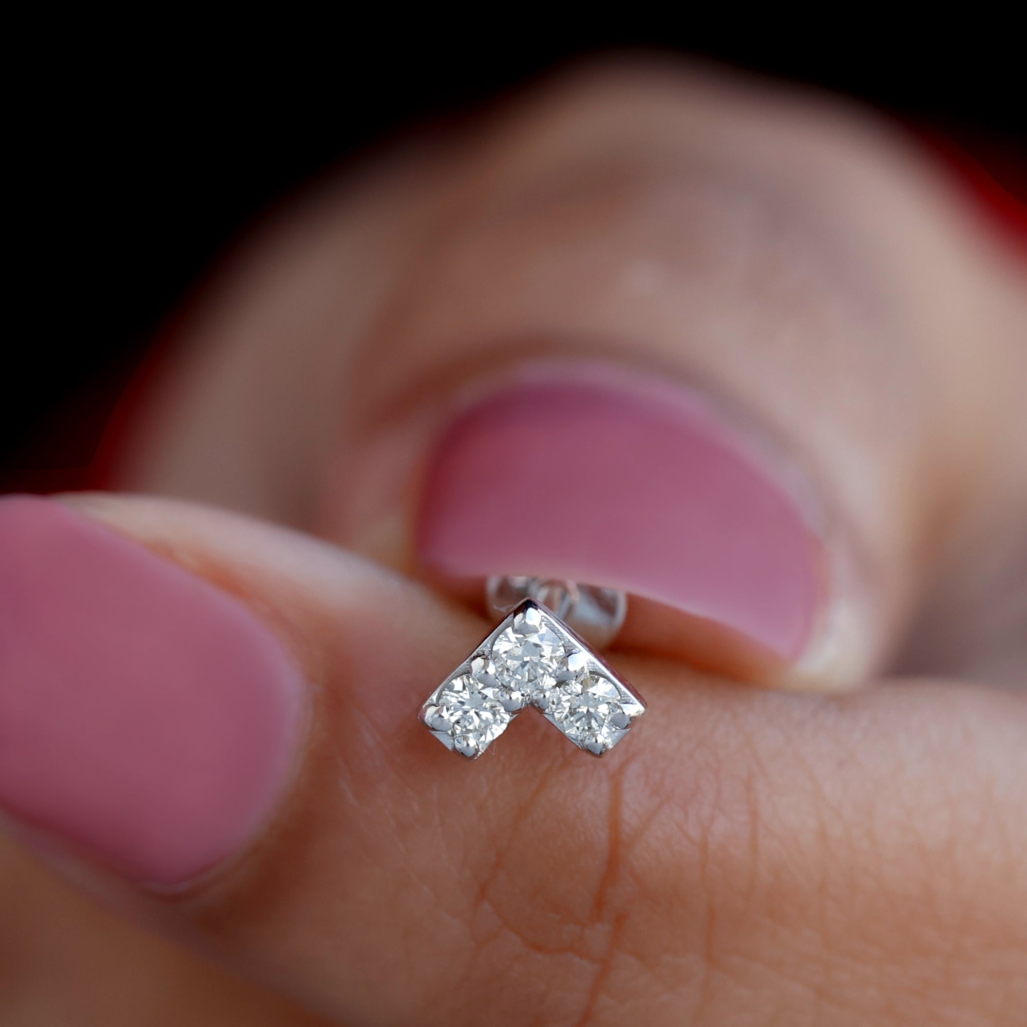 Certified Diamond Chevron V Earring for Tragus Piercing Natural - ( HI-SI ) - Rosec Jewels