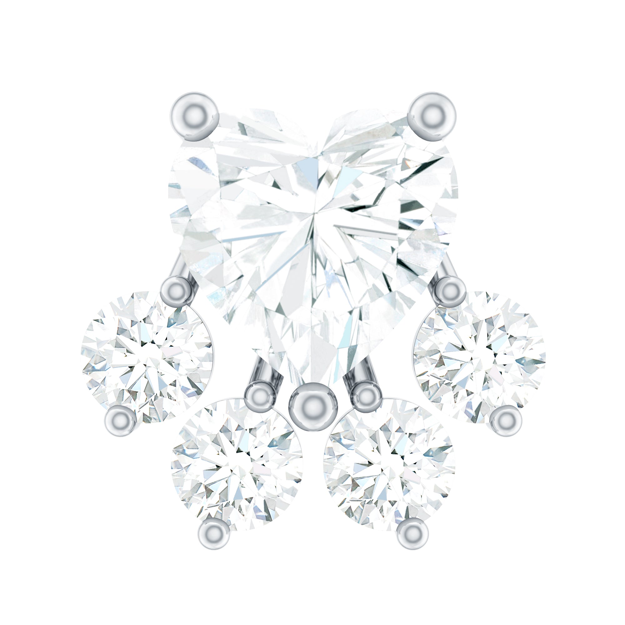 Heart Shape Diamond Dog Paw Earring for Helix Piercing Natural - ( HI-SI ) - Rosec Jewels