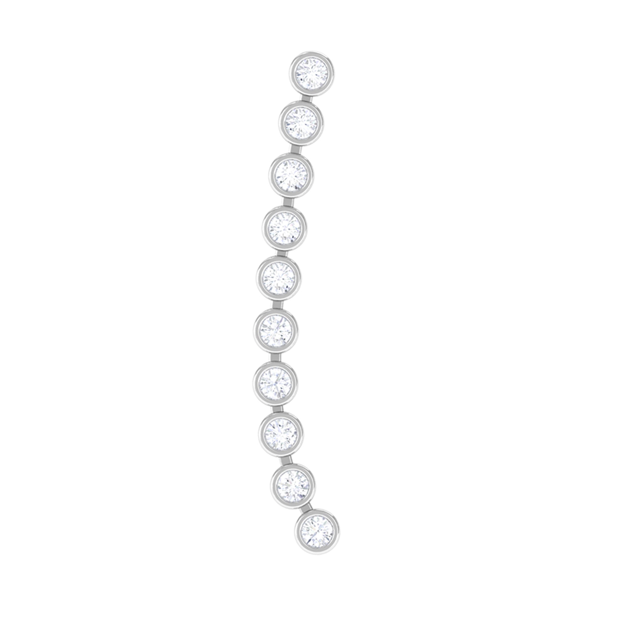 Diamond Ear Climber Earring for Cartilage Piercing Natural - ( HI-SI ) - Rosec Jewels