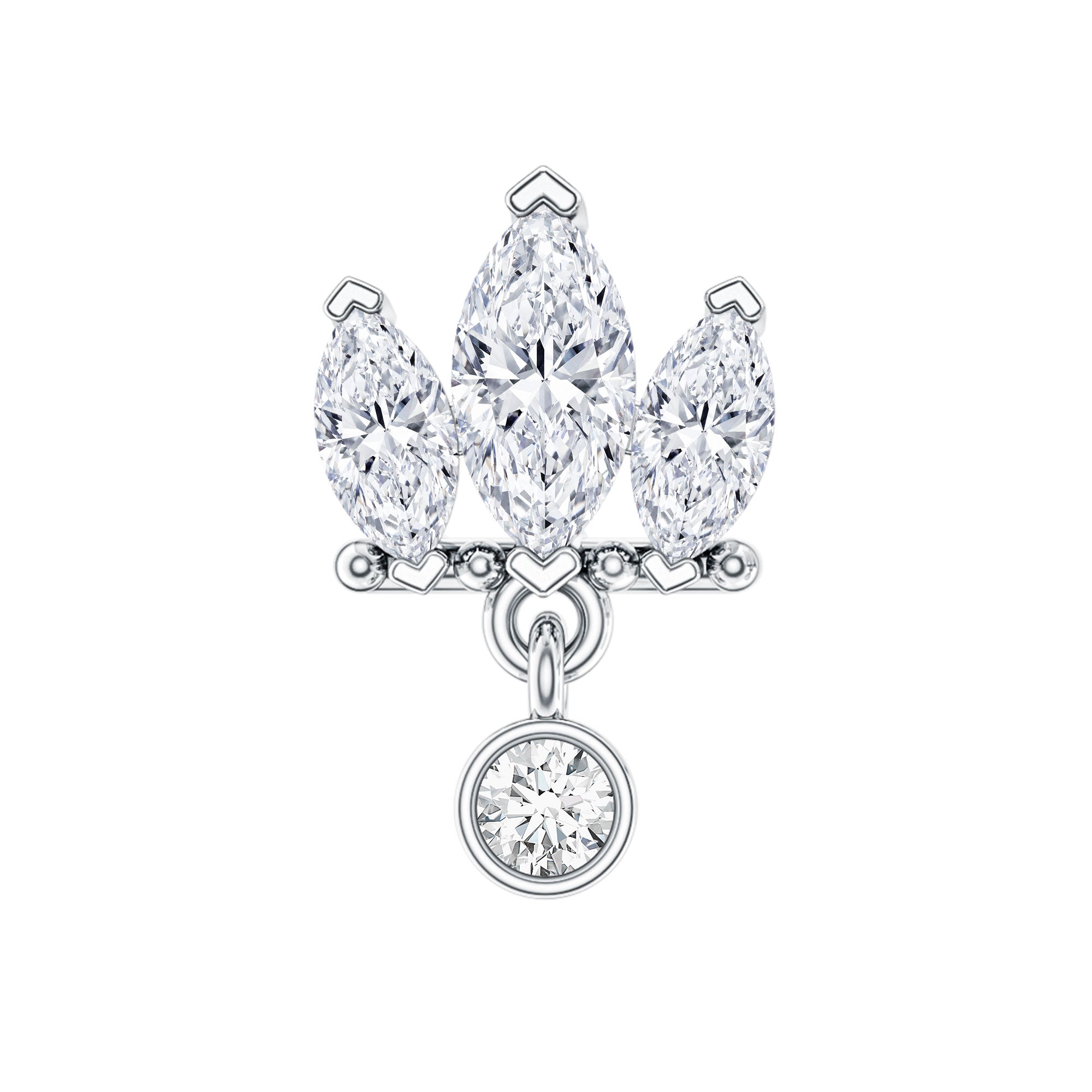 Three Marquise Shape Diamond Helix Drop Earring Natural - ( HI-SI ) - Rosec Jewels