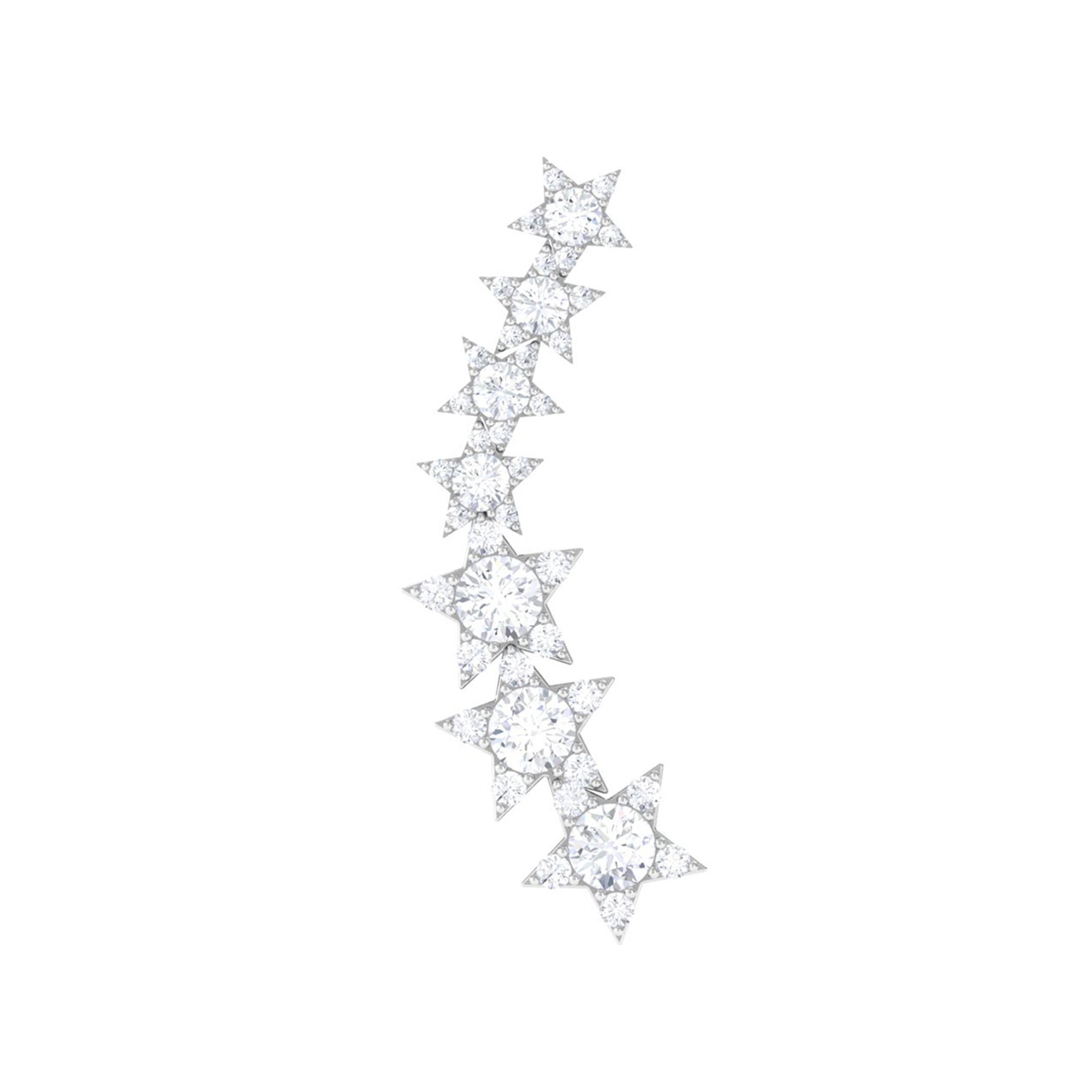 Certified Diamond Star Ear Cuff Earring for Helix Piercing Natural - ( HI-SI ) - Rosec Jewels