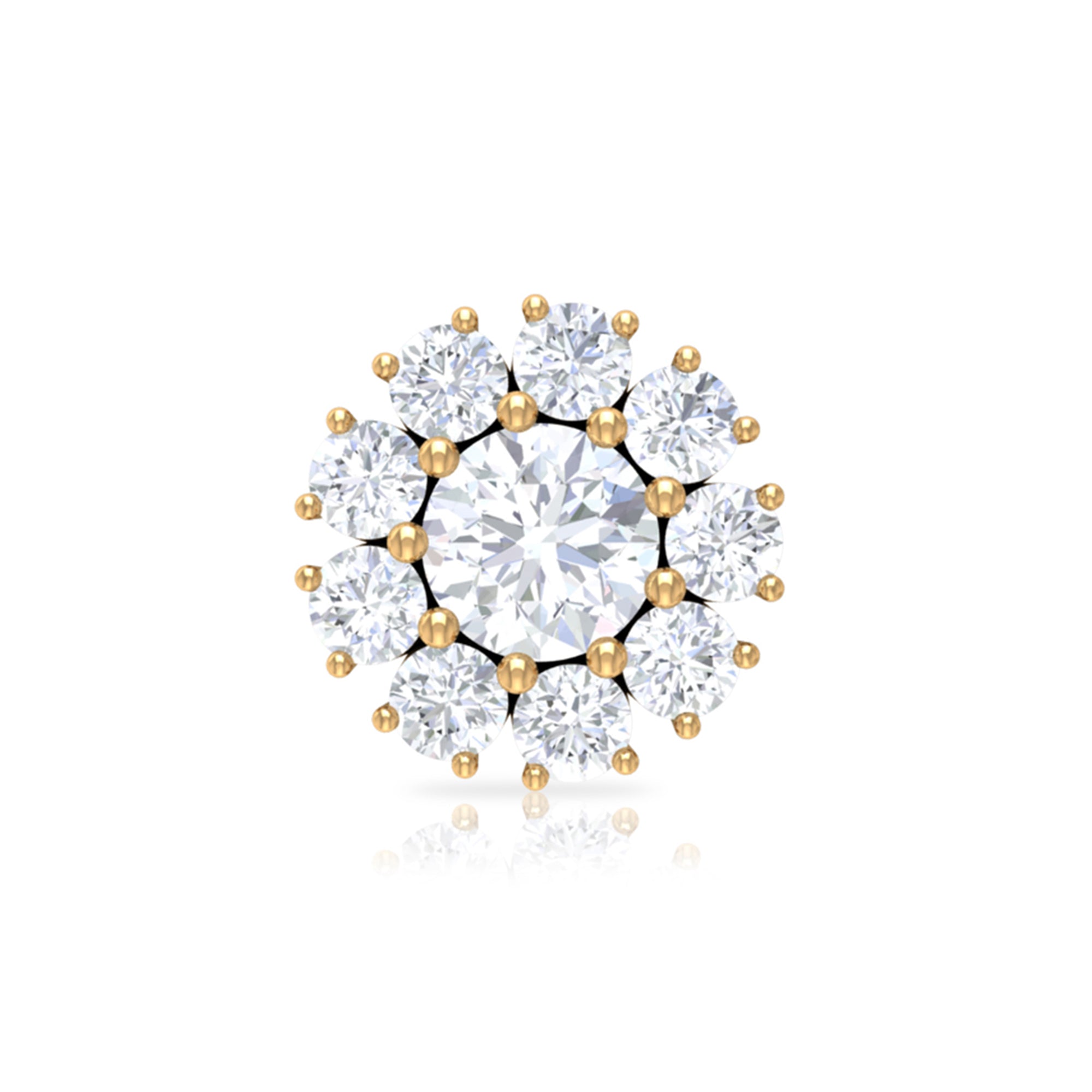 Certified Diamond Cluster Stud Earring with Flat Back Natural - ( HI-SI ) - Rosec Jewels