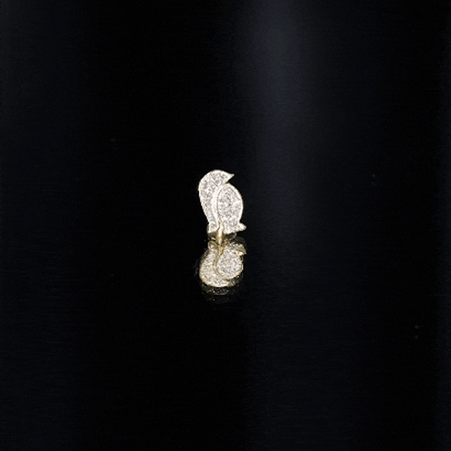 Cute Diamond Penguin Earring for Cartilage Piercing Natural - ( HI-SI ) - Rosec Jewels