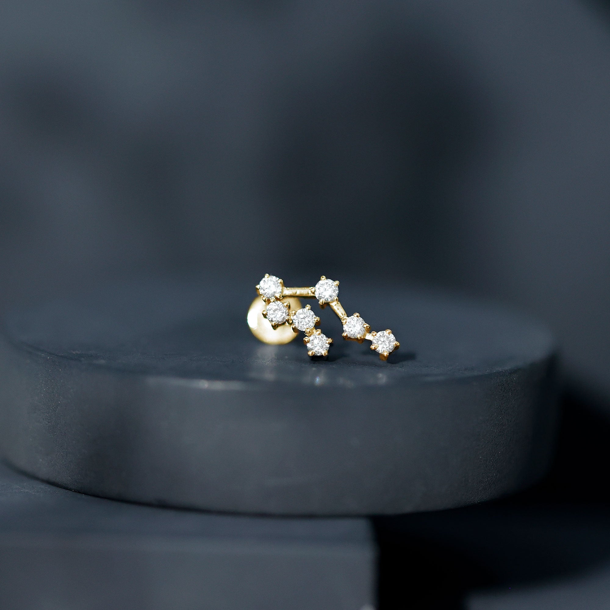 Round Diamond Gemini Zodiac Cartilage Earring Natural - ( HI-SI ) - Rosec Jewels