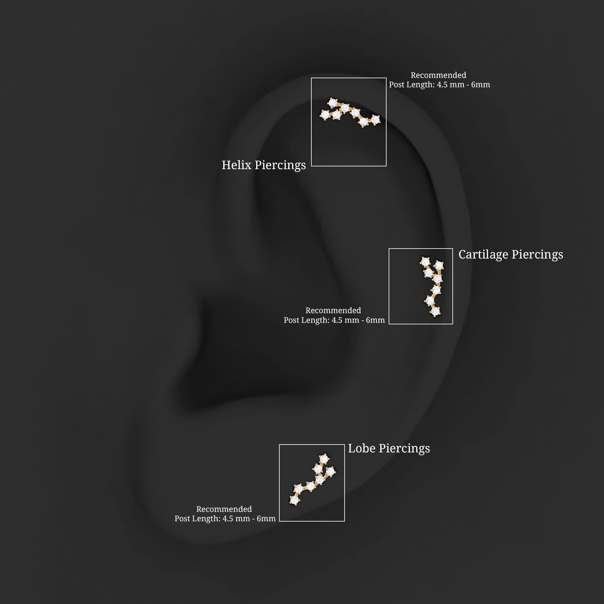 Diamond Virgo Constellation Earring for Cartilage Piercing Natural - ( HI-SI ) - Rosec Jewels