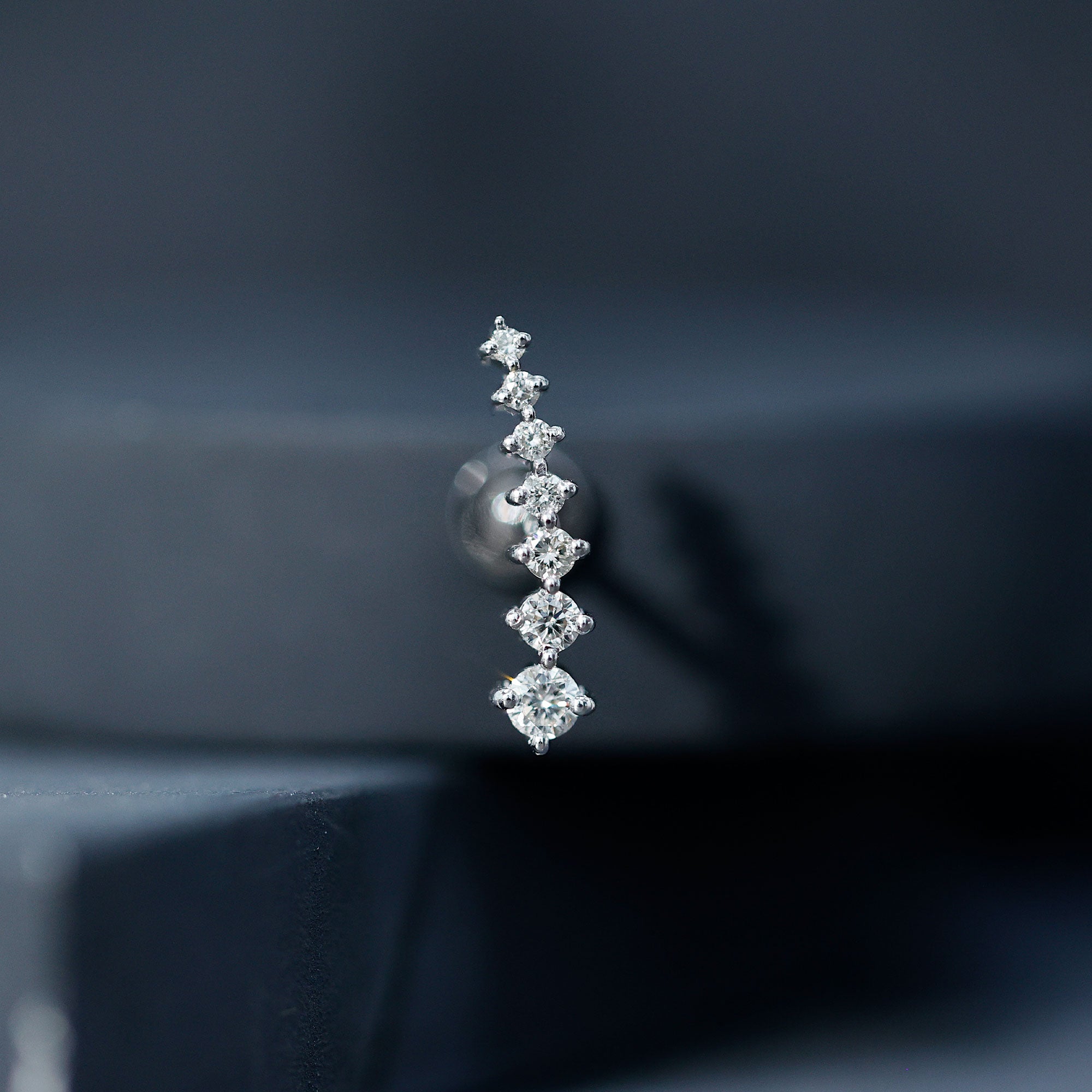 Graduated Style Diamond Ear Climber Earring Natural - ( HI-SI ) - Rosec Jewels