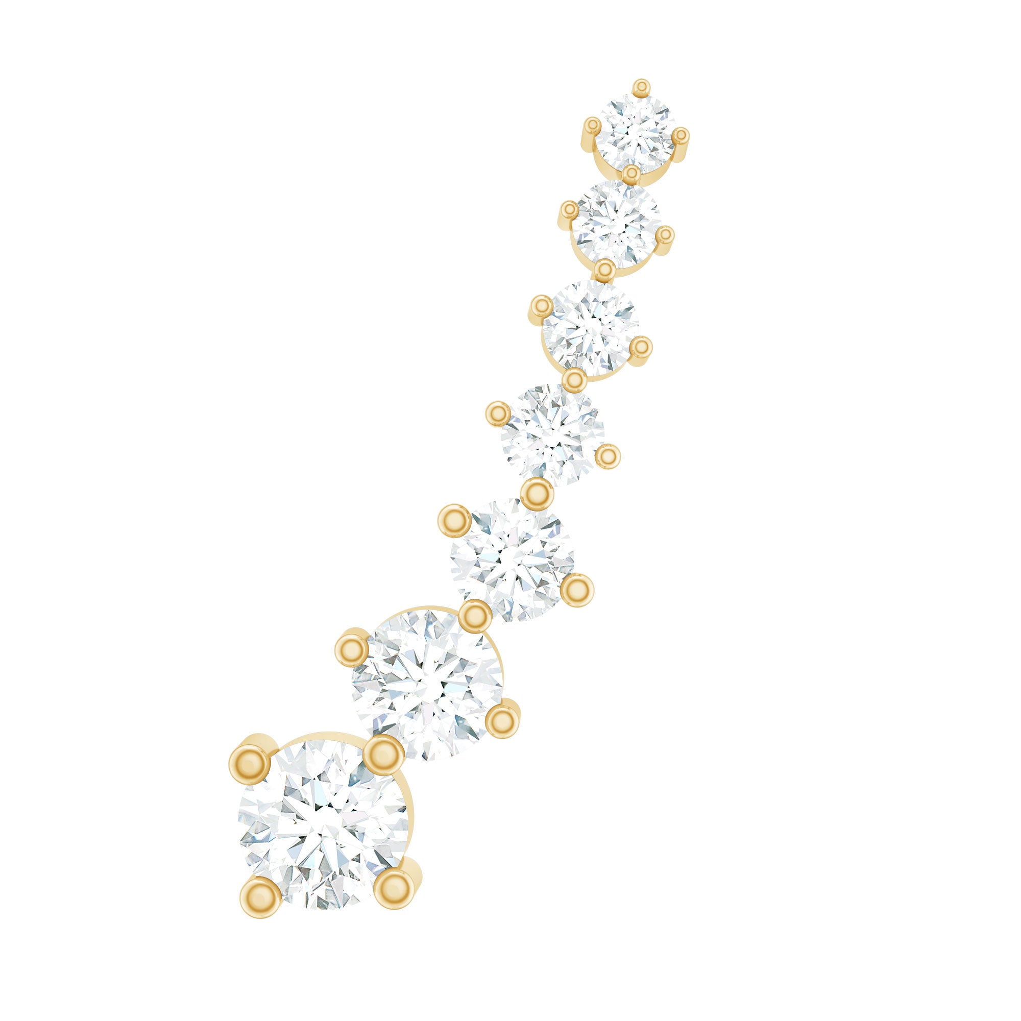 Graduated Style Diamond Ear Climber Earring Natural - ( HI-SI ) - Rosec Jewels
