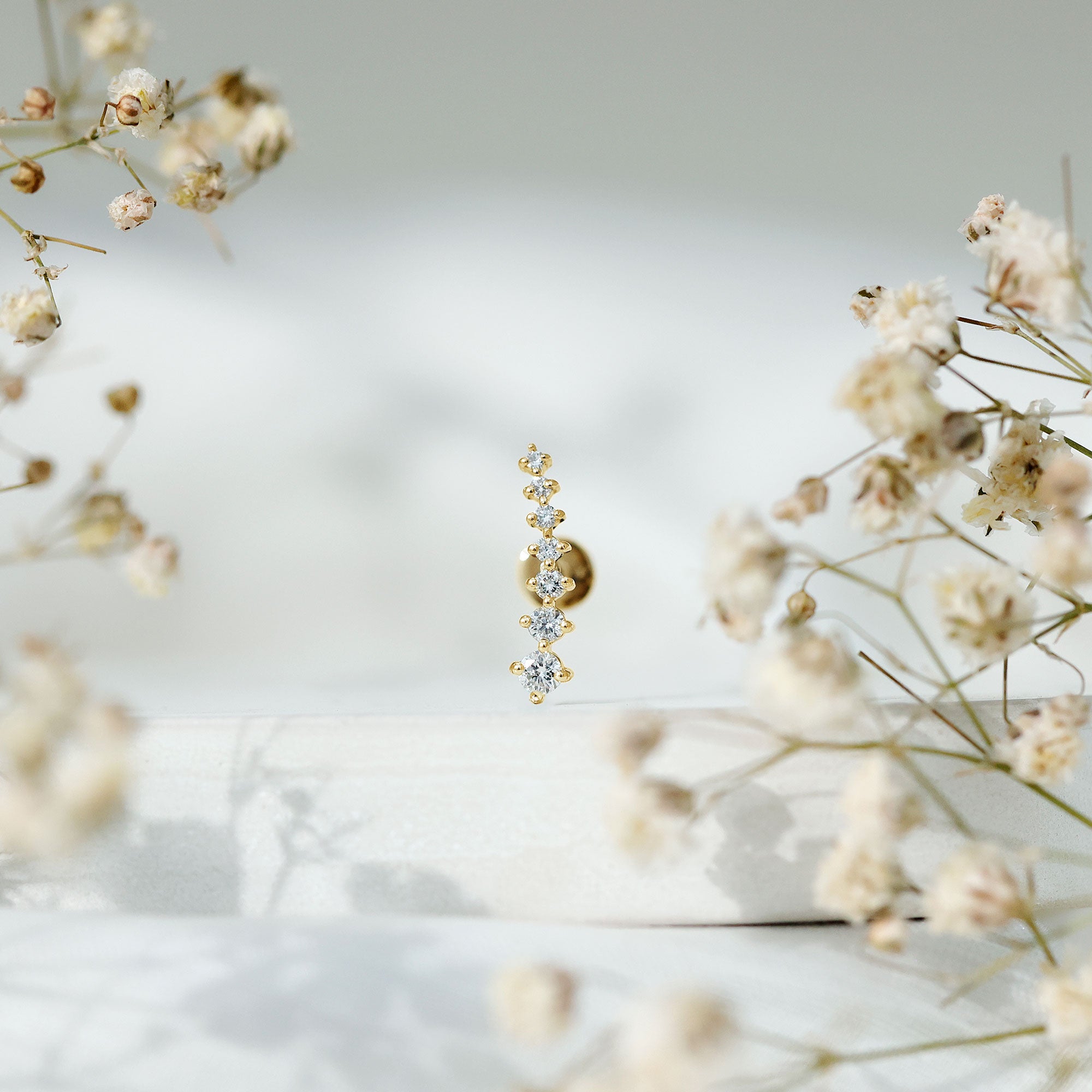 Graduated Style Diamond Ear Climber Earring Natural - ( HI-SI ) - Rosec Jewels