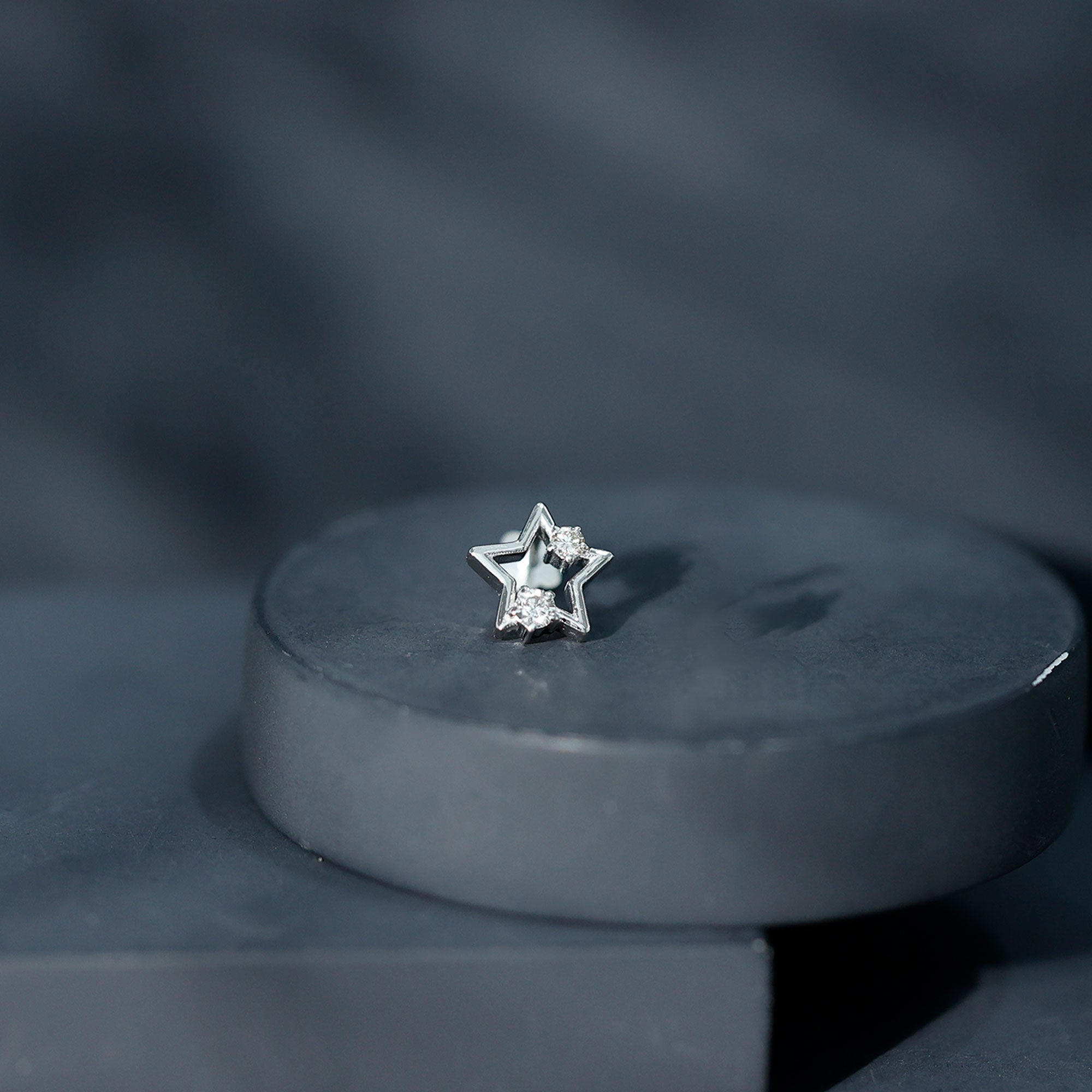 Certified Diamond Star Earring for Upper Lobe Piercing Natural - ( HI-SI ) - Rosec Jewels