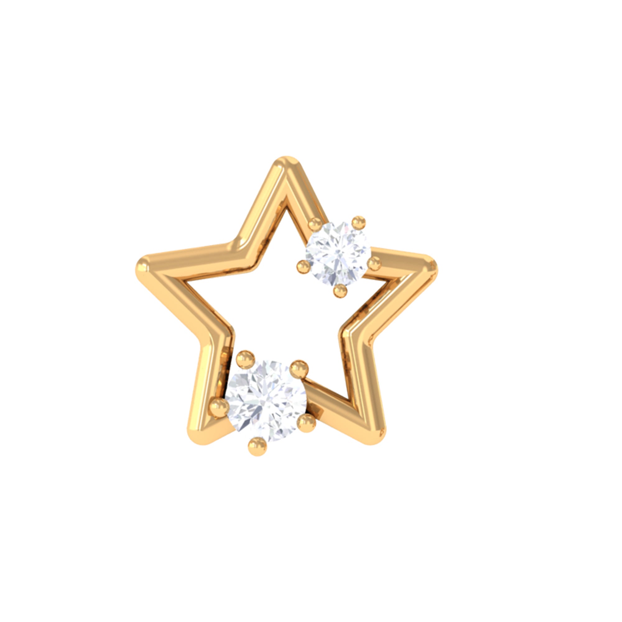 Certified Diamond Star Earring for Upper Lobe Piercing Natural - ( HI-SI ) - Rosec Jewels