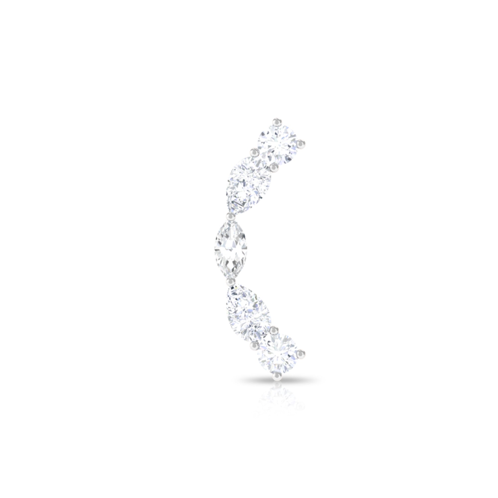 Pear Diamond Ear Crawler Earring for Helix Piercing Natural - ( HI-SI ) - Rosec Jewels
