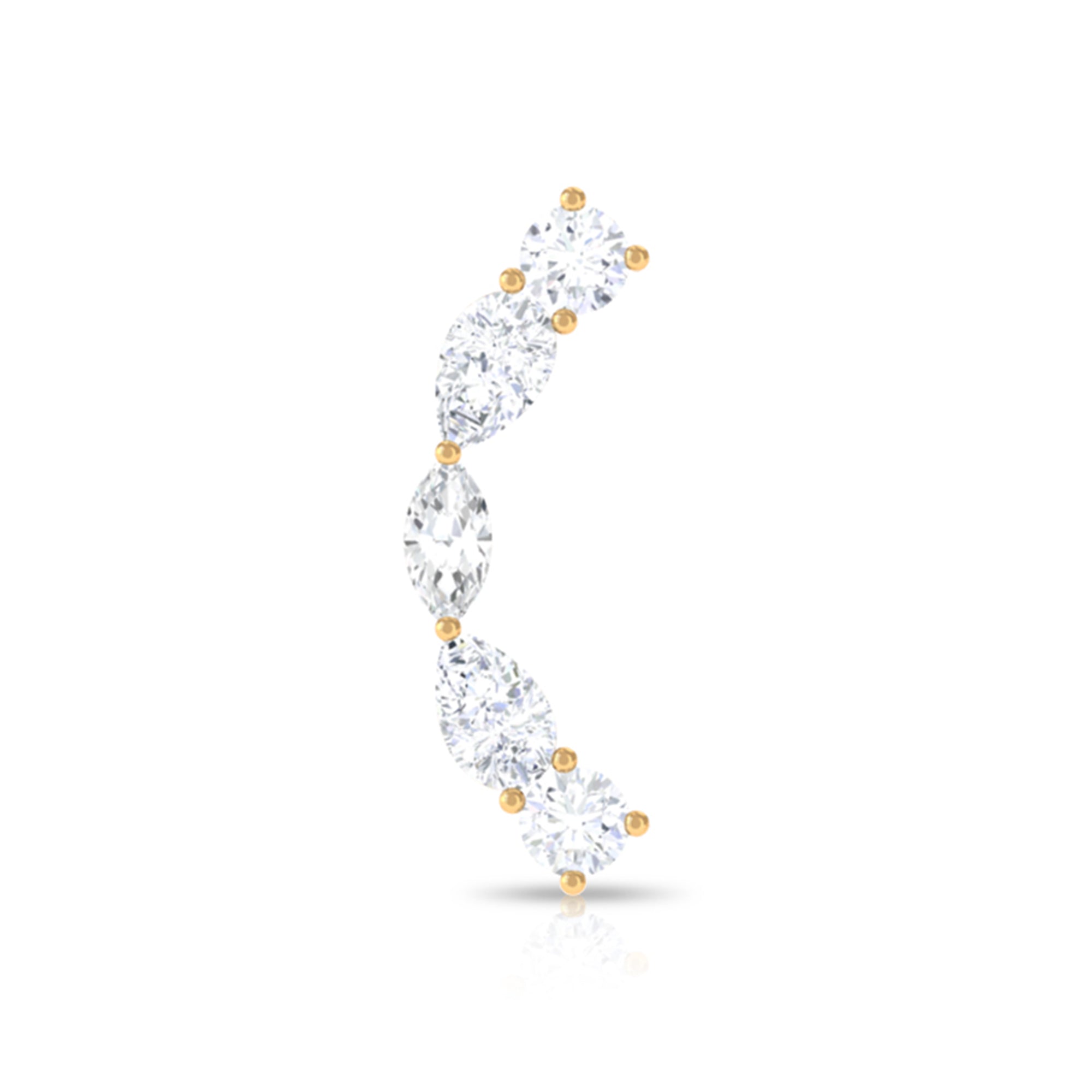Pear Diamond Ear Crawler Earring for Helix Piercing Natural - ( HI-SI ) - Rosec Jewels