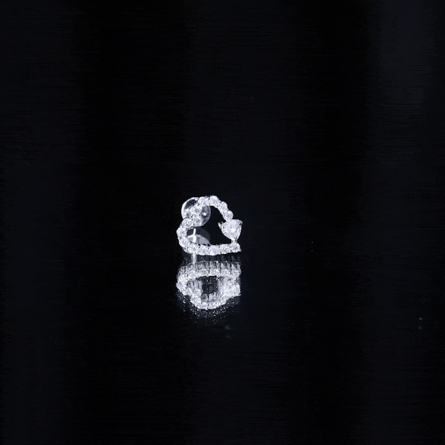 Diamond Heart Shape Cartilage Earring Natural - ( HI-SI ) - Rosec Jewels