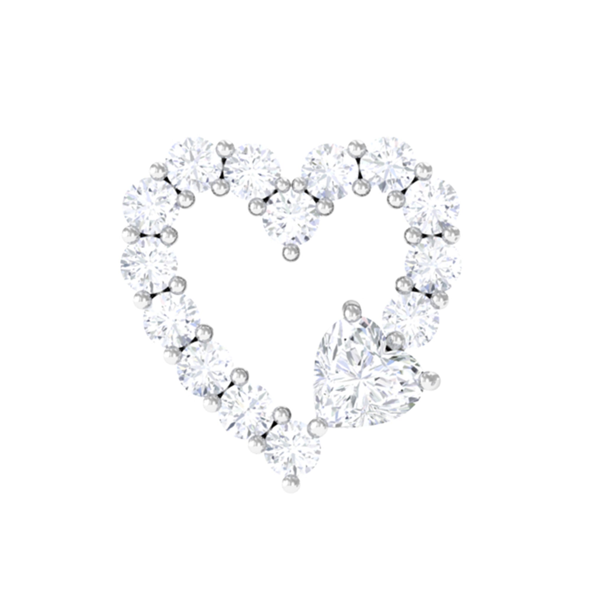 Diamond Heart Shape Cartilage Earring Natural - ( HI-SI ) - Rosec Jewels