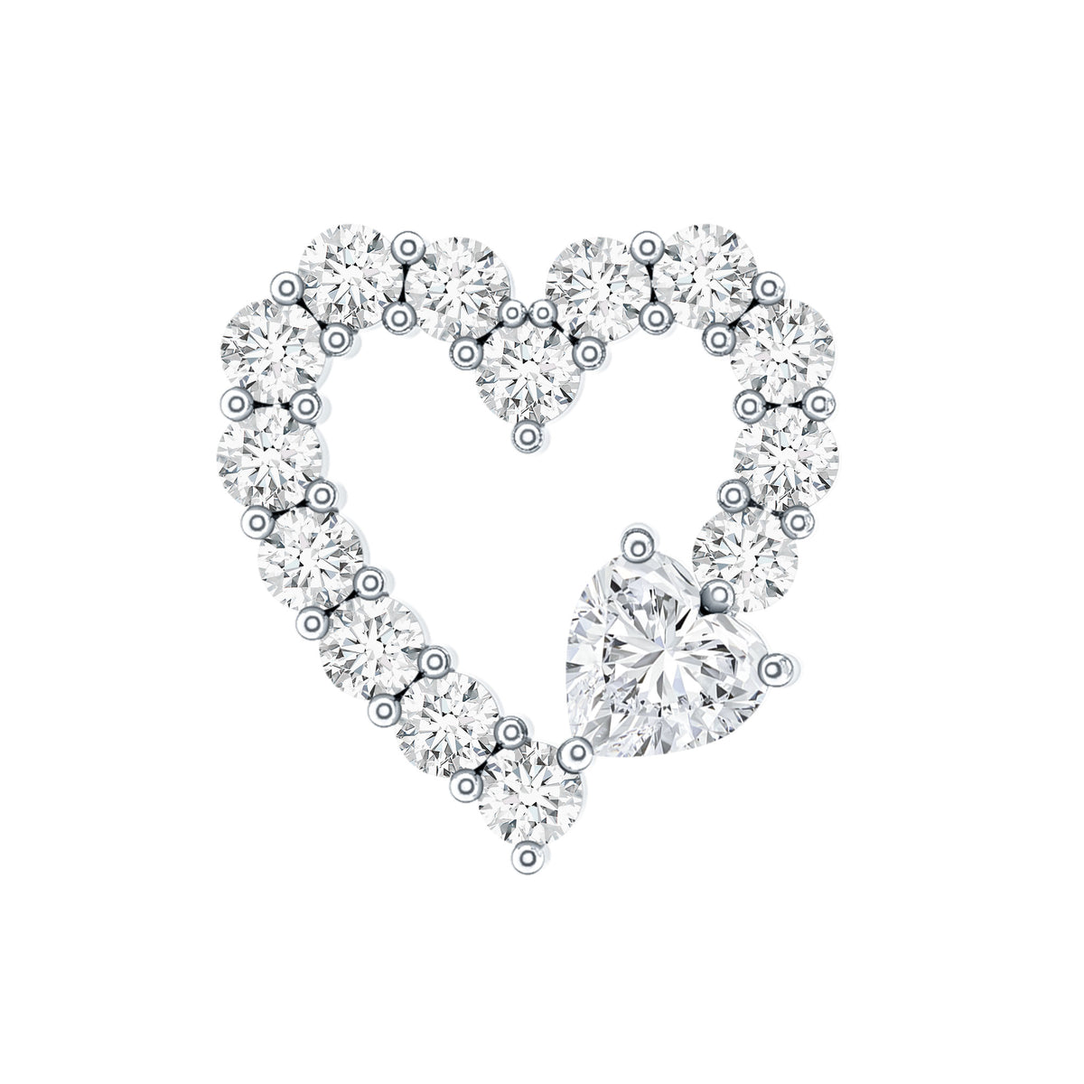 Diamond Heart Shape Cartilage Earring Natural - ( HI-SI ) - Rosec Jewels