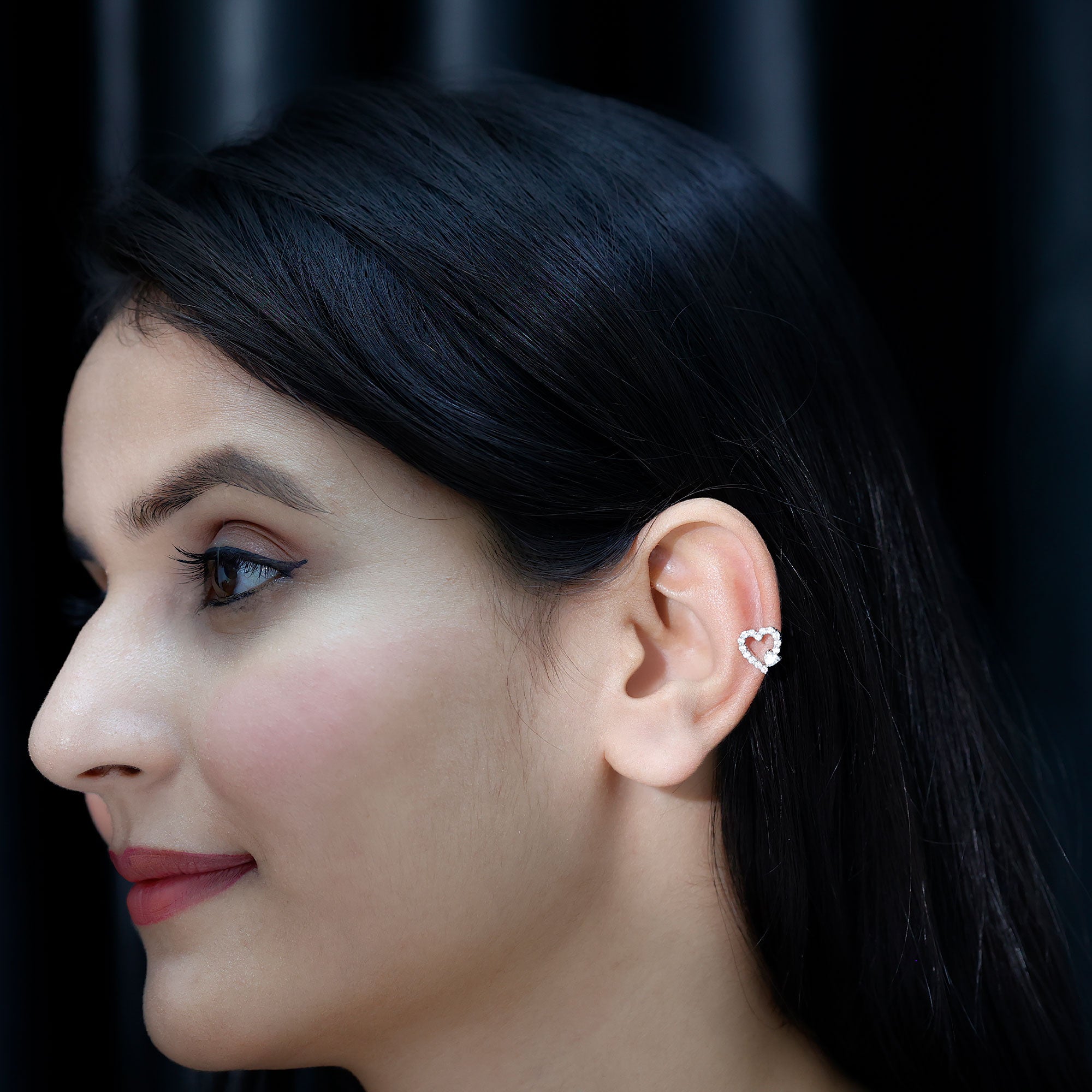 Diamond Heart Shape Cartilage Earring Natural - ( HI-SI ) - Rosec Jewels