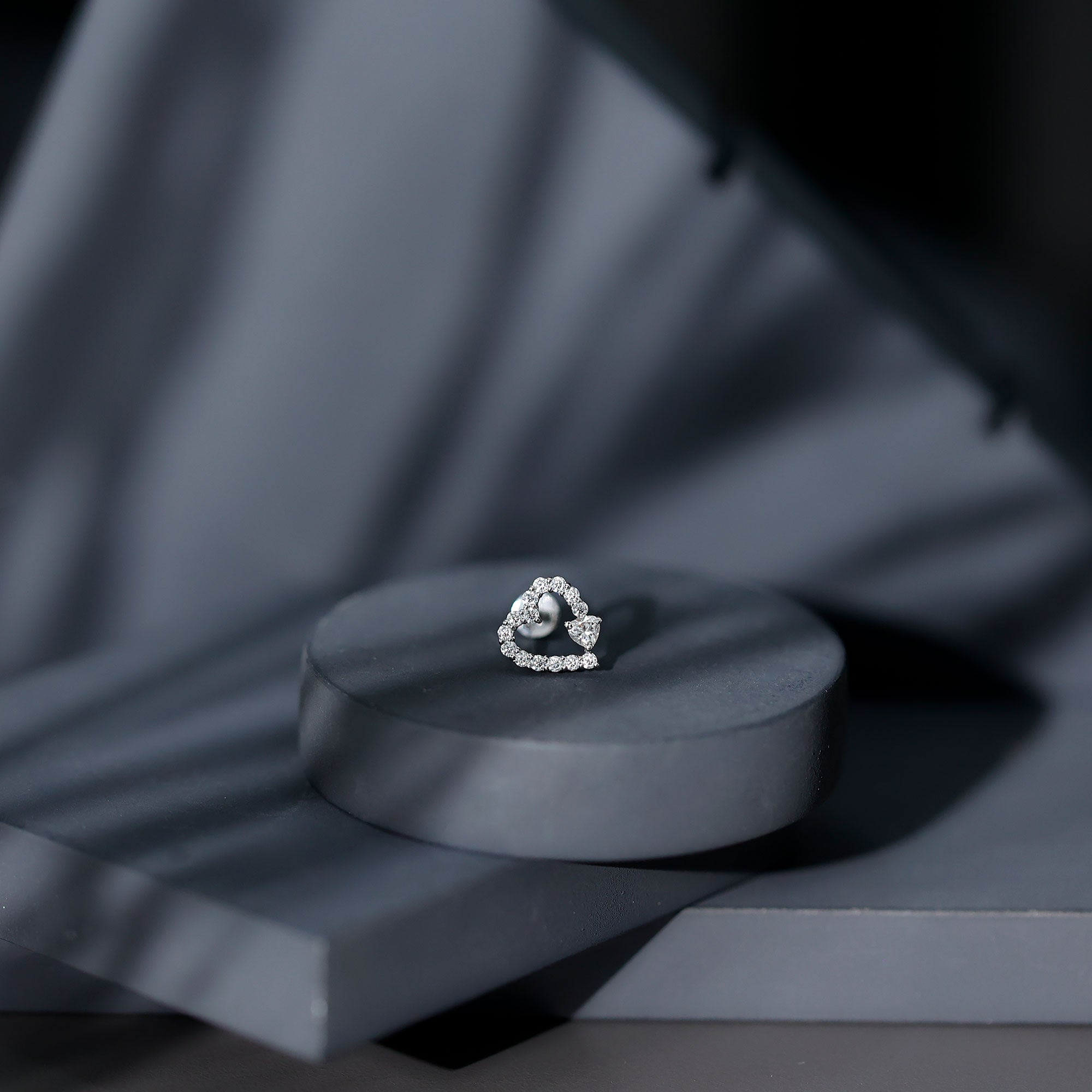 Diamond Heart Shape Cartilage Earring Natural - ( HI-SI ) - Rosec Jewels