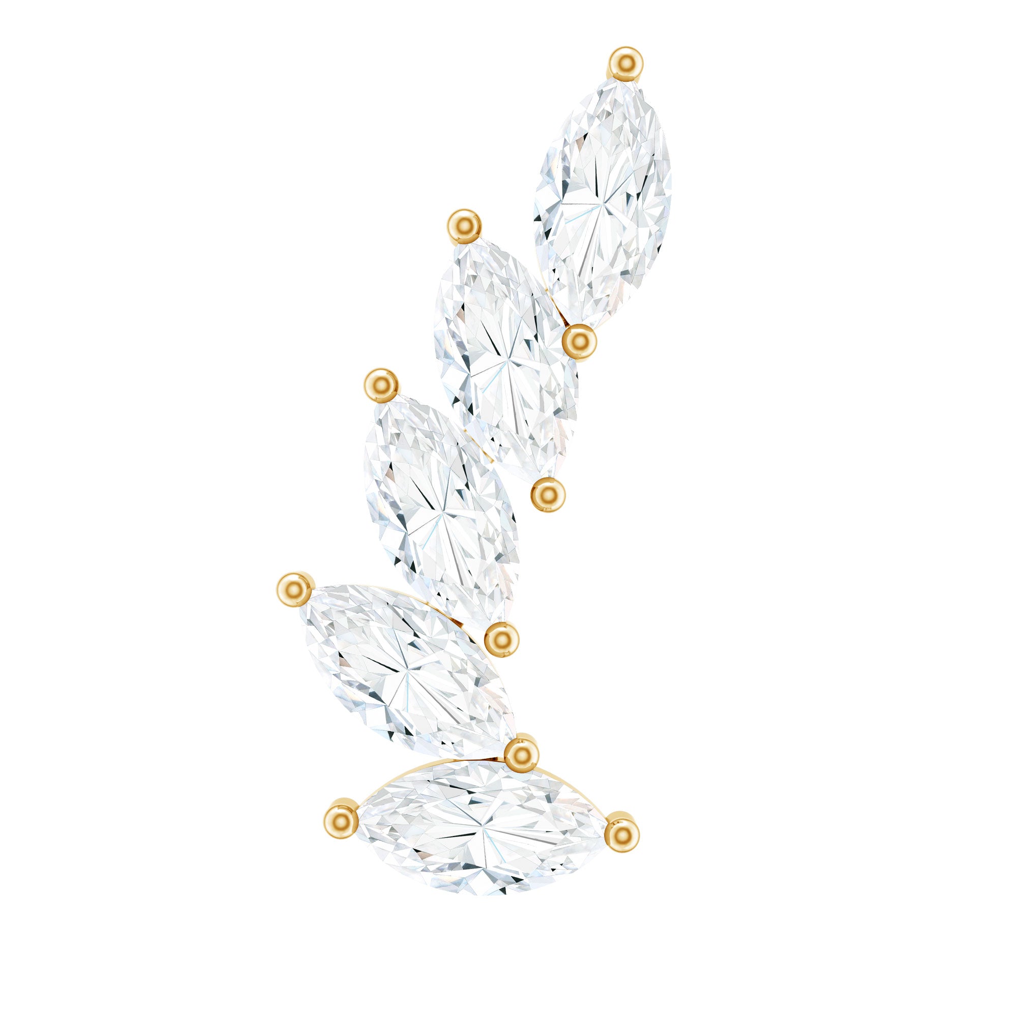Marquise Moissanite Curved Helix Ear Crawler Earring D-VS1 - Rosec Jewels