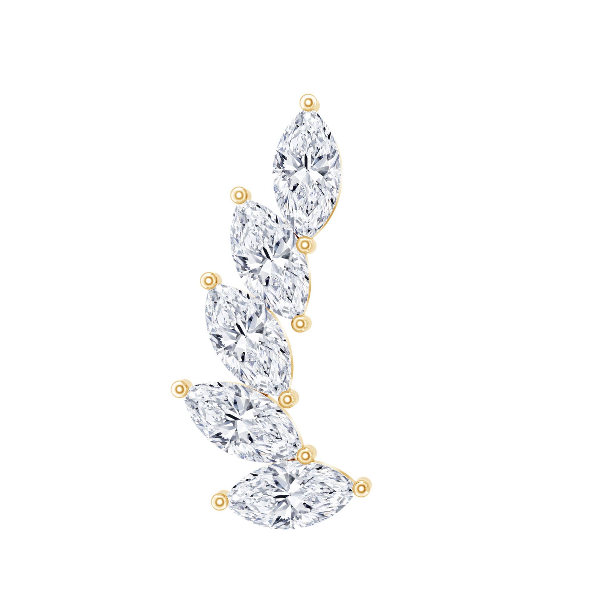 Marquise Moissanite Curved Helix Ear Crawler Earring D-VS1 - Rosec Jewels
