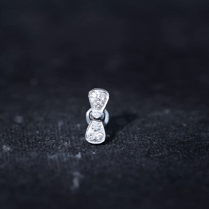 Moissanite Cute Bow Cartilage Earring with Certificate D-VS1 - Rosec Jewels