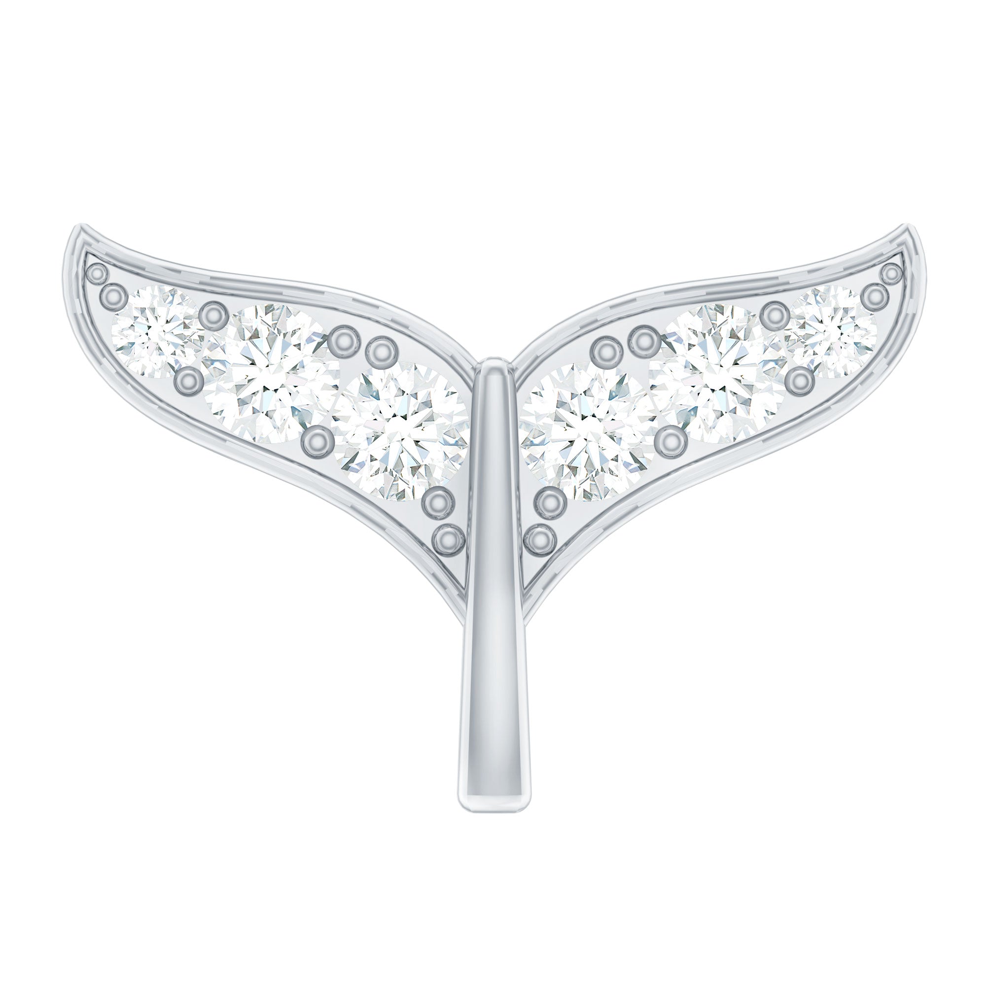 Moissanite Whale Tail Earring for Cartilage Piercing D-VS1 - Rosec Jewels