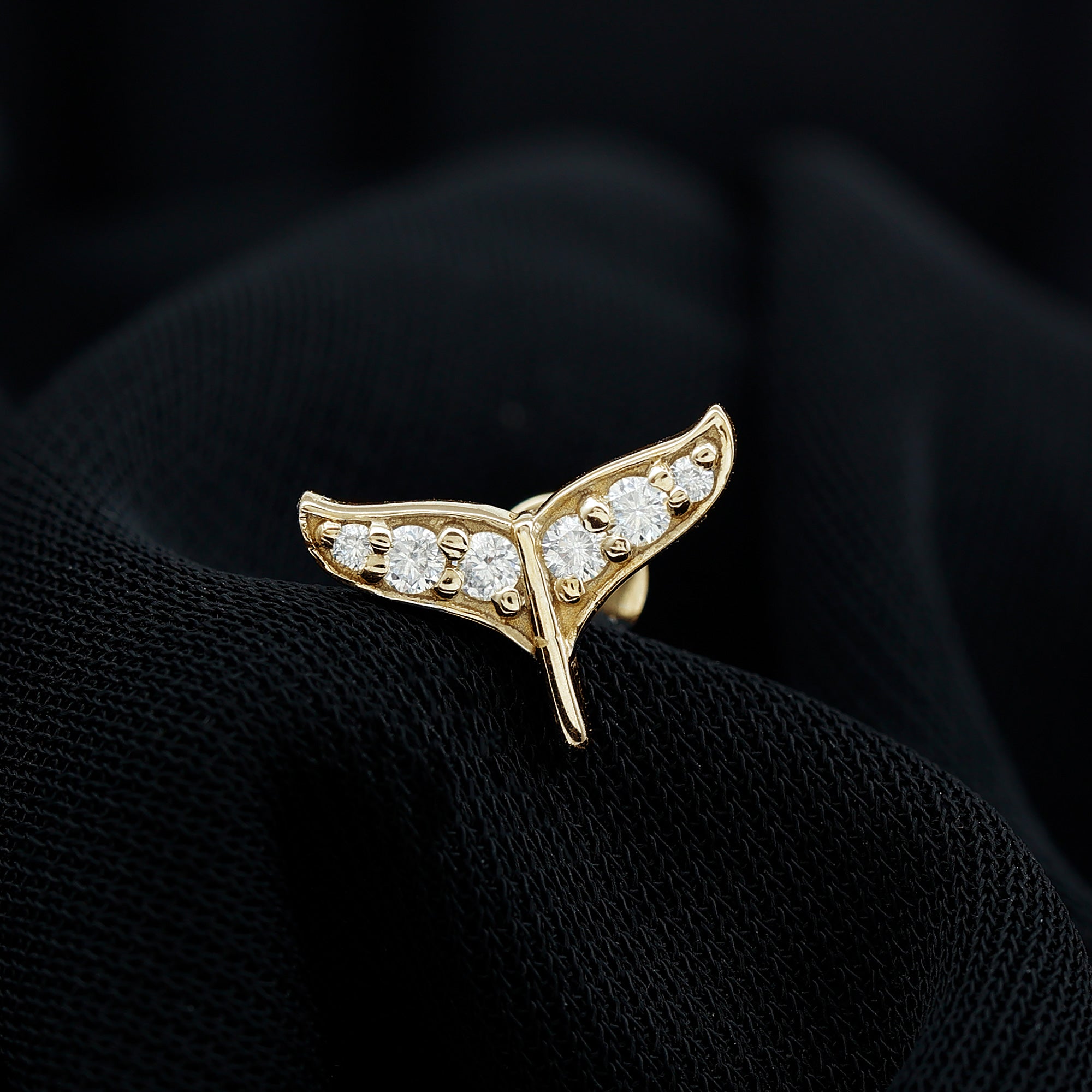 Moissanite Whale Tail Earring for Cartilage Piercing D-VS1 - Rosec Jewels