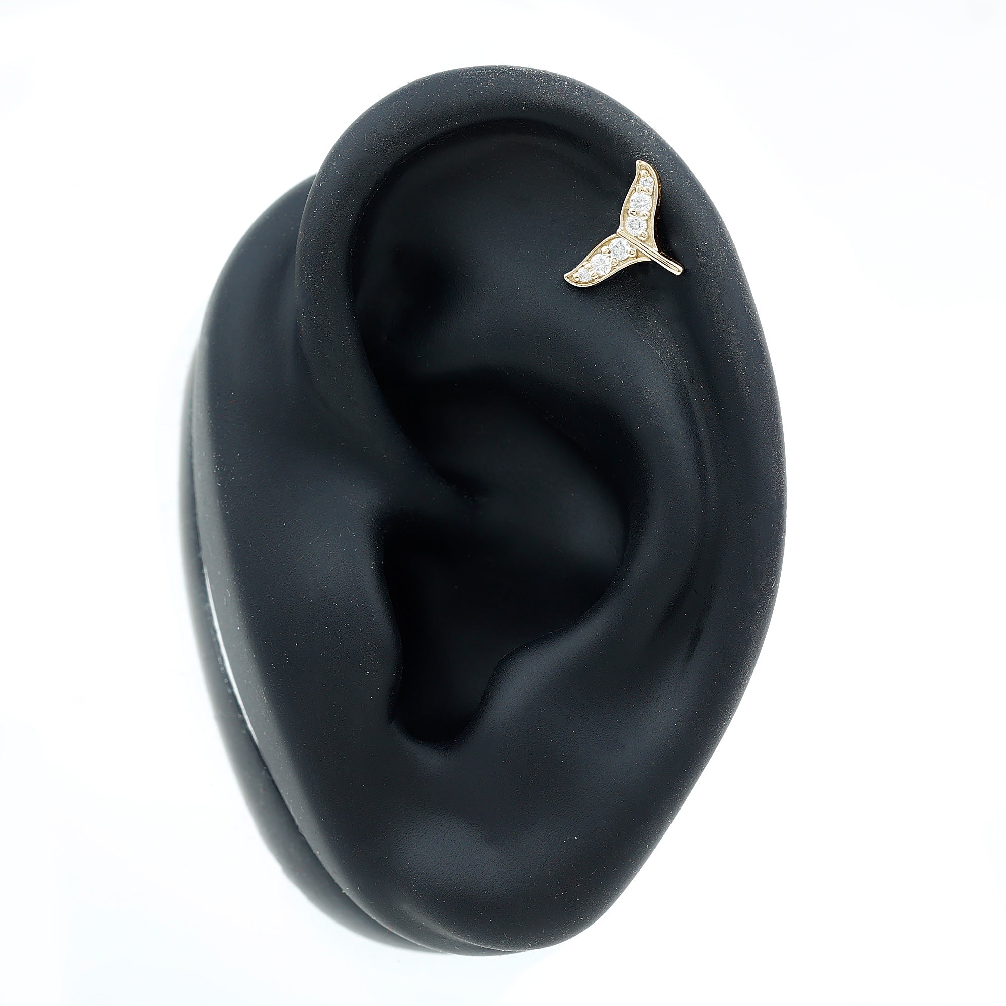 Moissanite Whale Tail Earring for Cartilage Piercing D-VS1 - Rosec Jewels